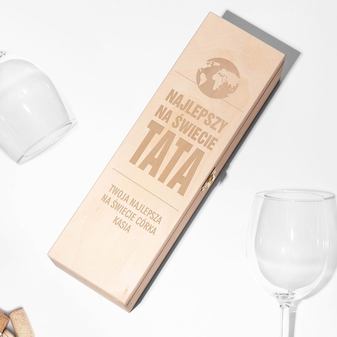 Grawerowana skrzynka na wino na Dzień Ojca