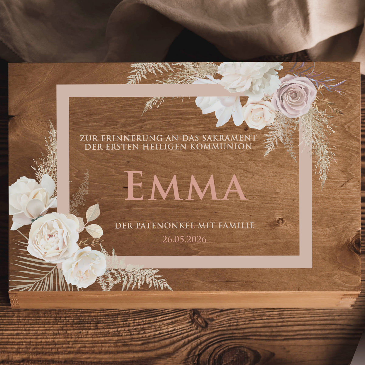 Personalisierte Holzbox - Geschenk zur Kommunion