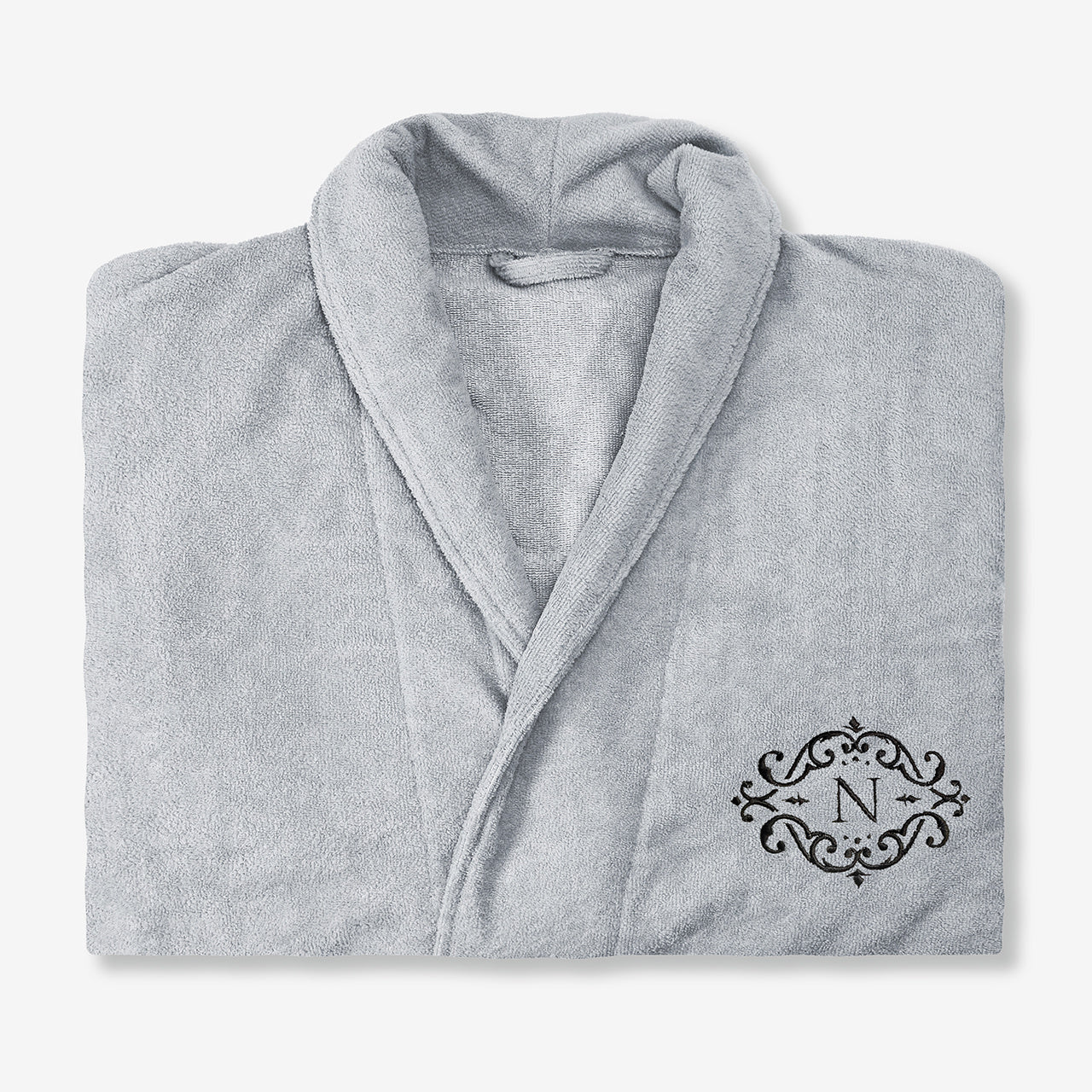 Szary szlafrok z haftem - elegancki prezent dla niej szlafrok personalizowany szlafrok z haftem