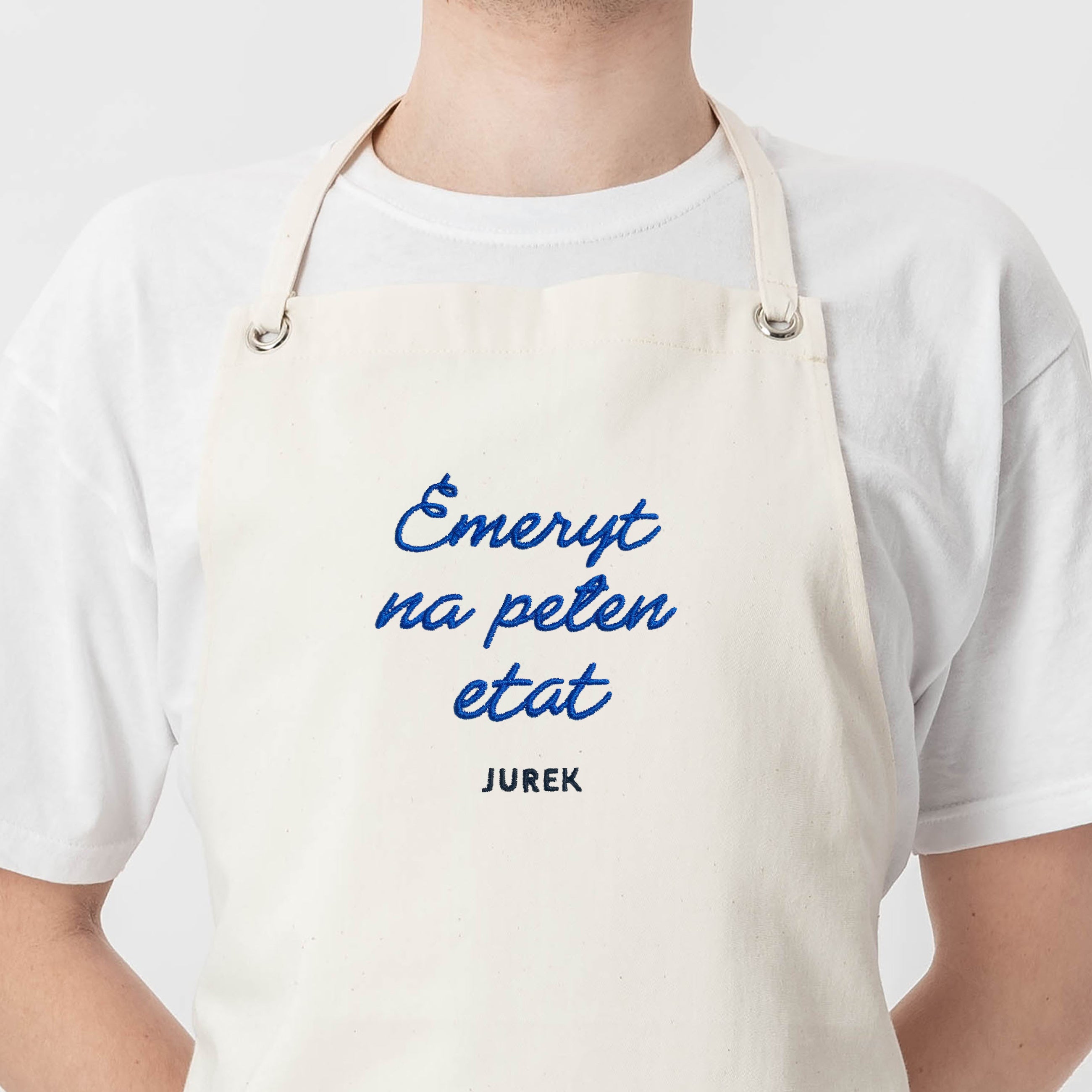 Fartuch z haftem dla emeryta prezent dla emeryta fartuch dla emeryta fartuch kuchenny personalizowany