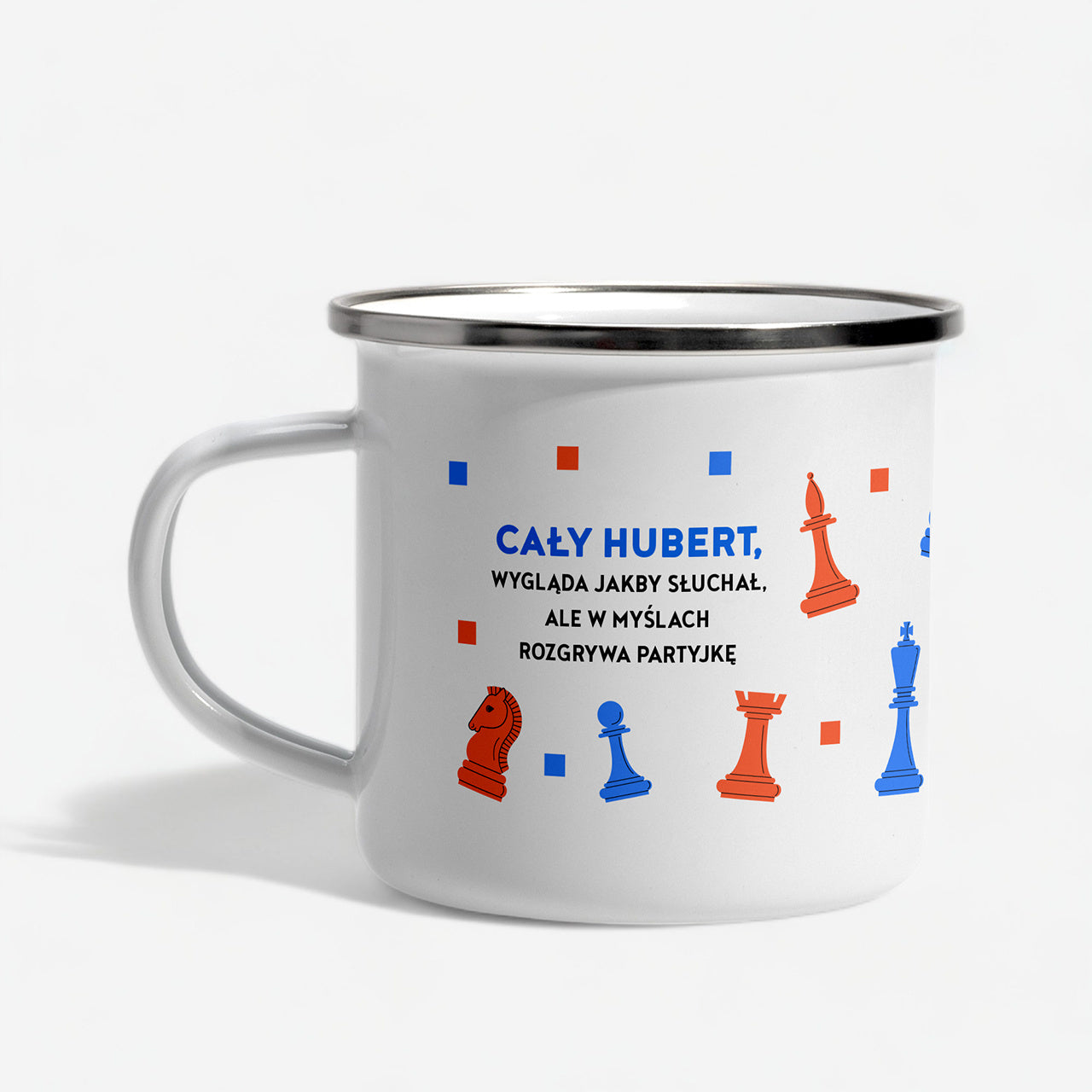 Emaliowany kubek dla szachisty prezent dla młodego szachisty personalizowany kubek dla dziecka