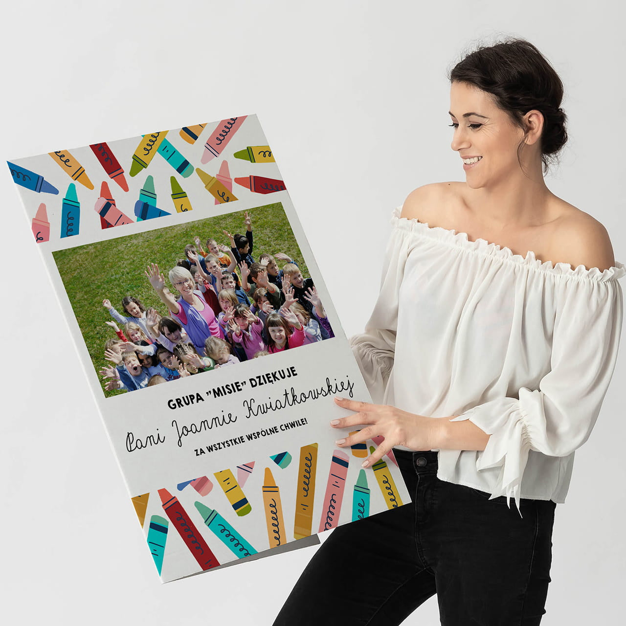 Duża kartka dla przedszkolanki na podziękowanie