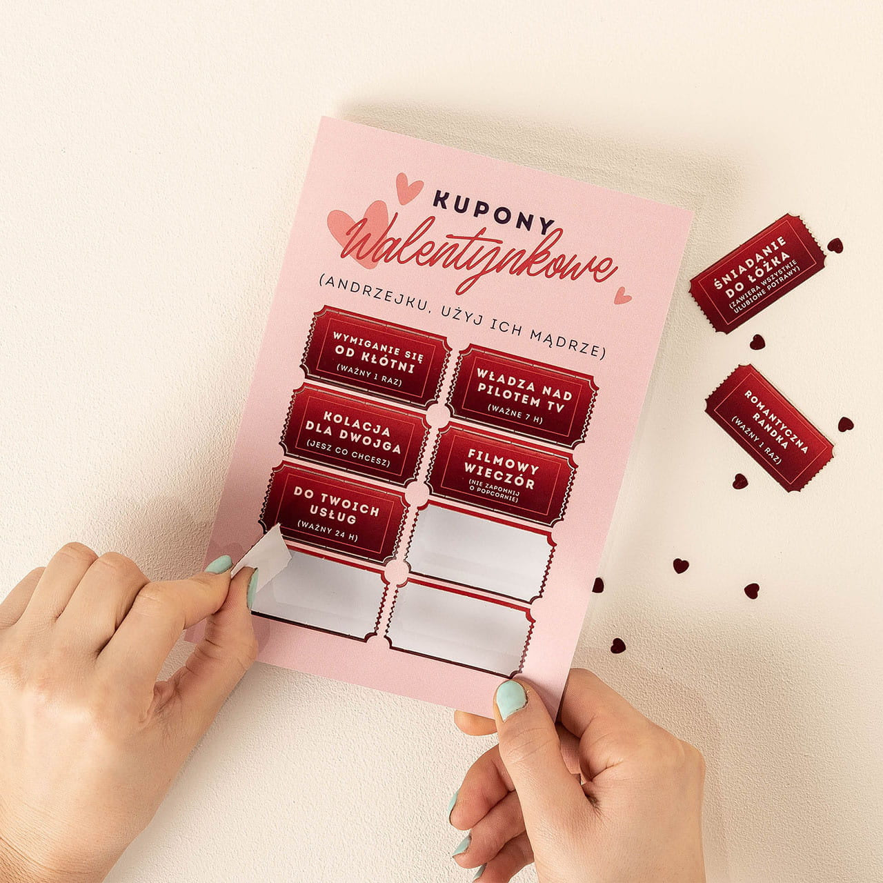 Personalizowana kartka dla męża - kupony na Walentynki kartka walentynkowa upominek dla chłopaka