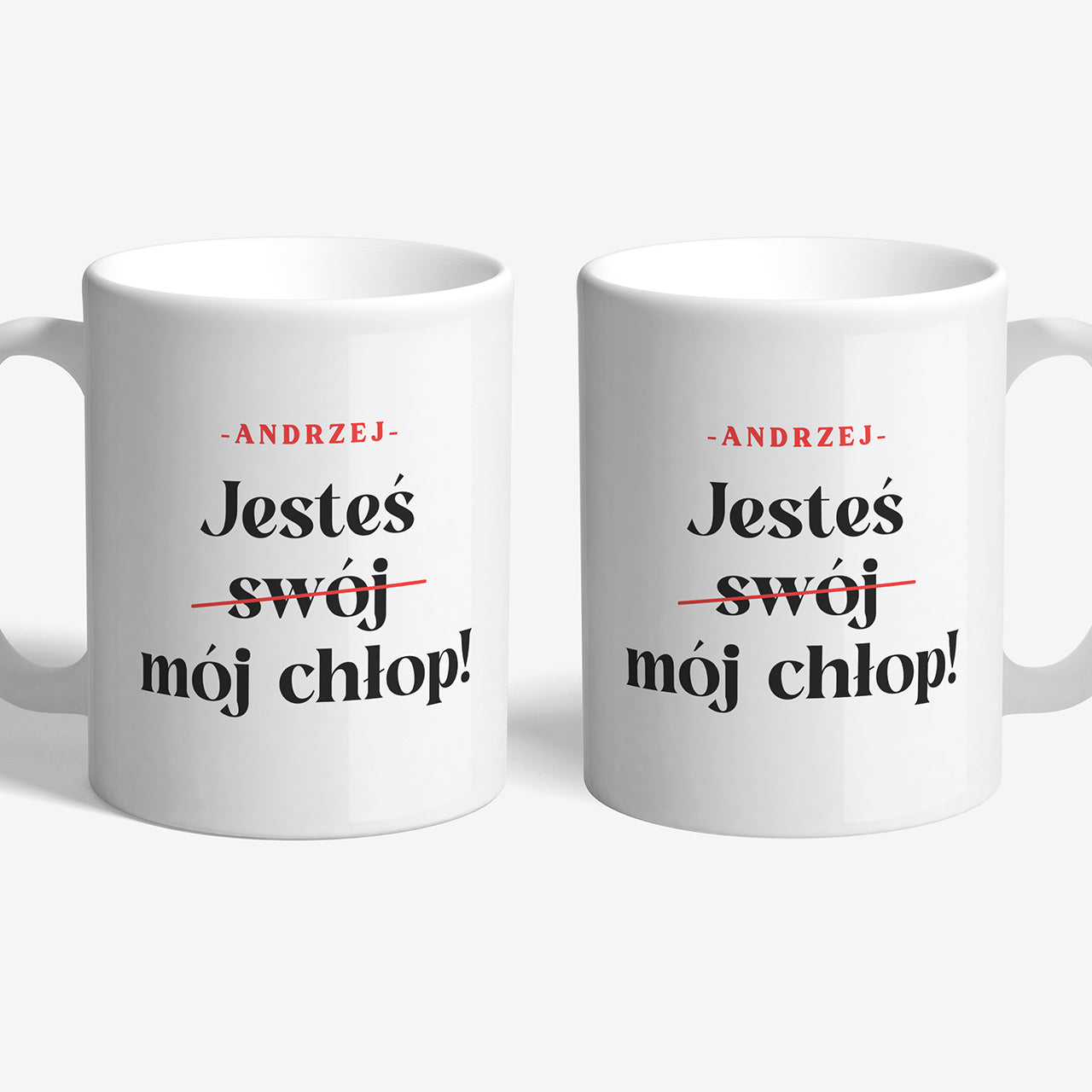 Kubek w opakowaniu prezentowym - Jesteś Mój Chłop - śmieszny prezent dla chłopaka personalizowany kubek