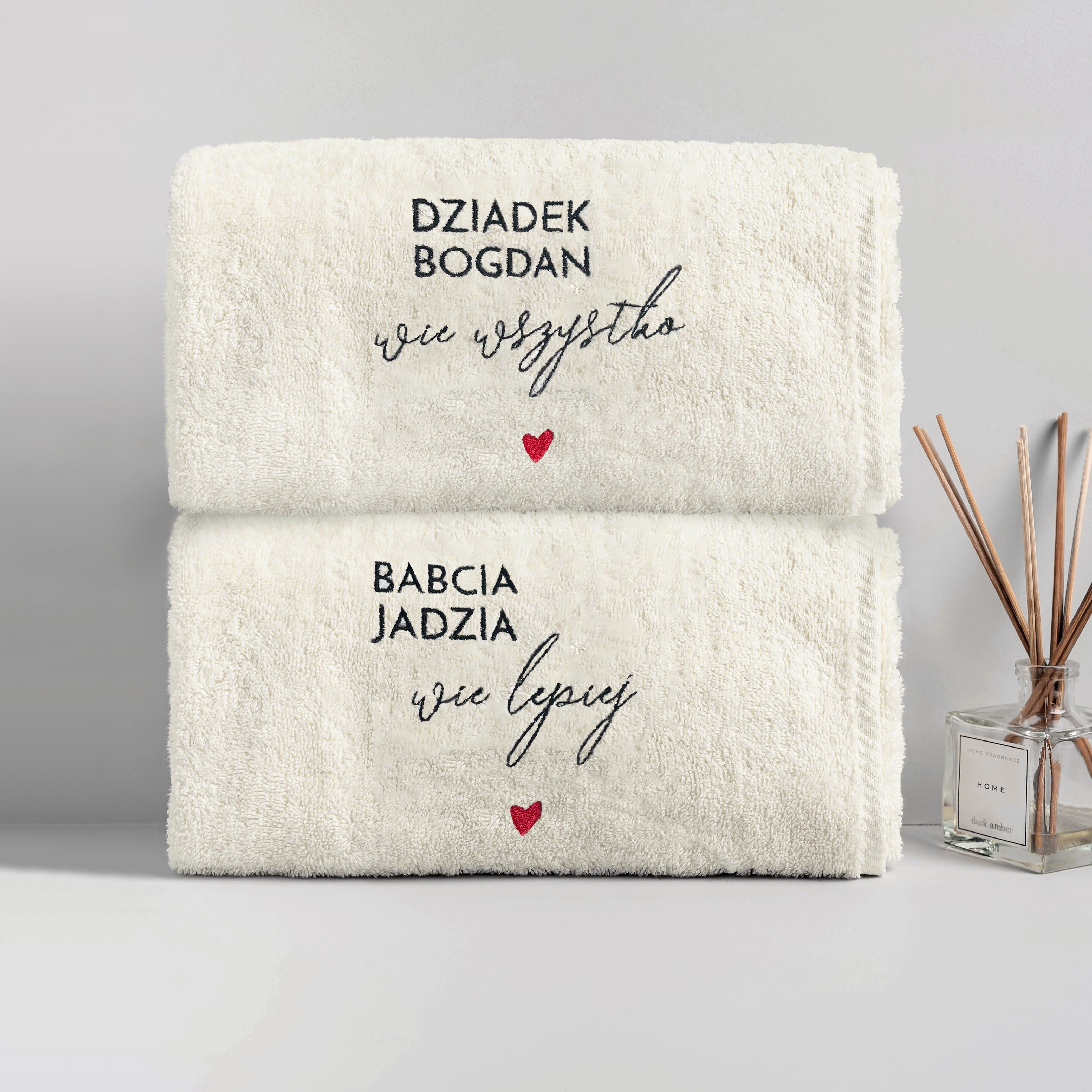 Ręczniki z haftem na prezent dla babci i dziadka