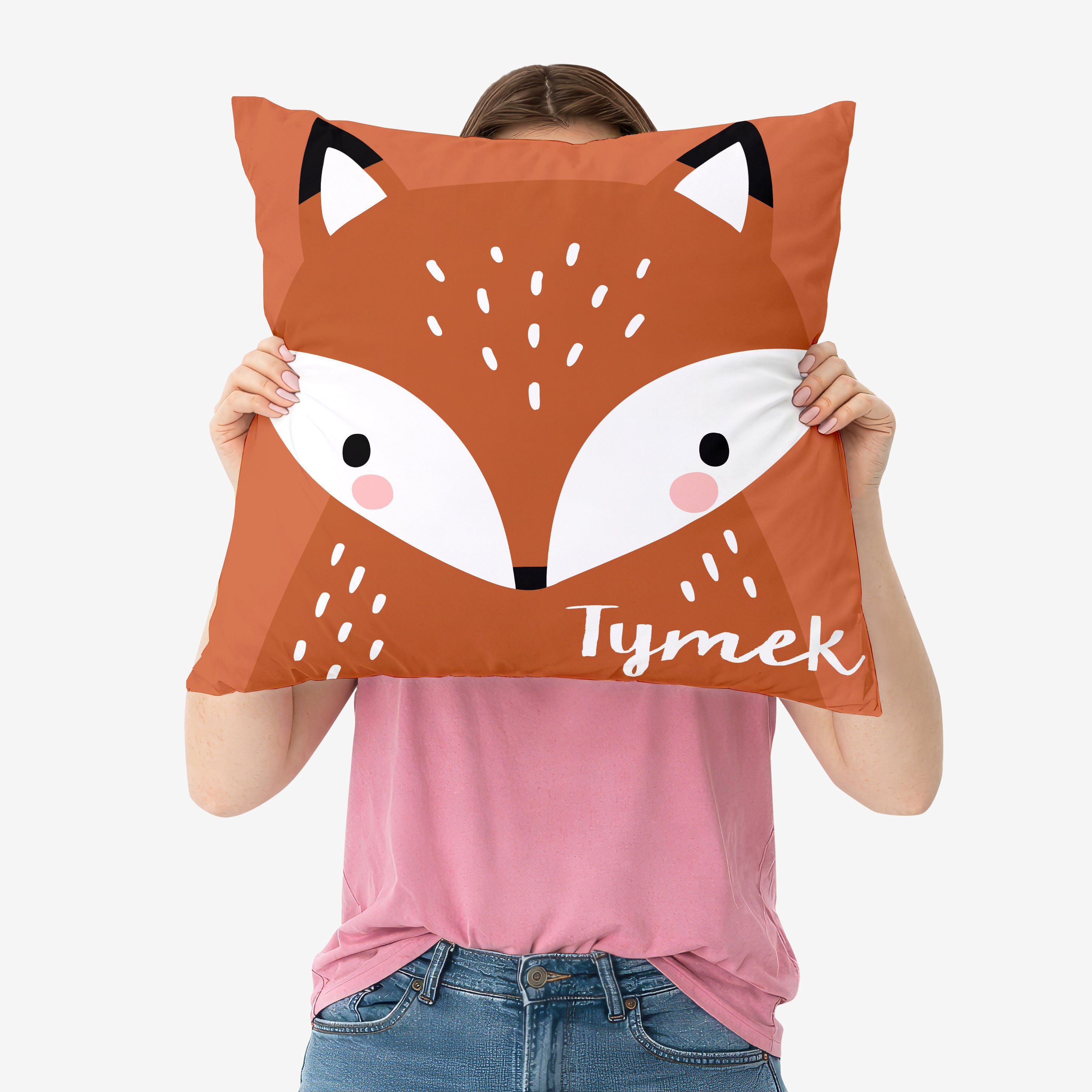 Personalizowana poduszka z liskiem poduszka personalizowana prezent dla dziecka prezent dla chłopca