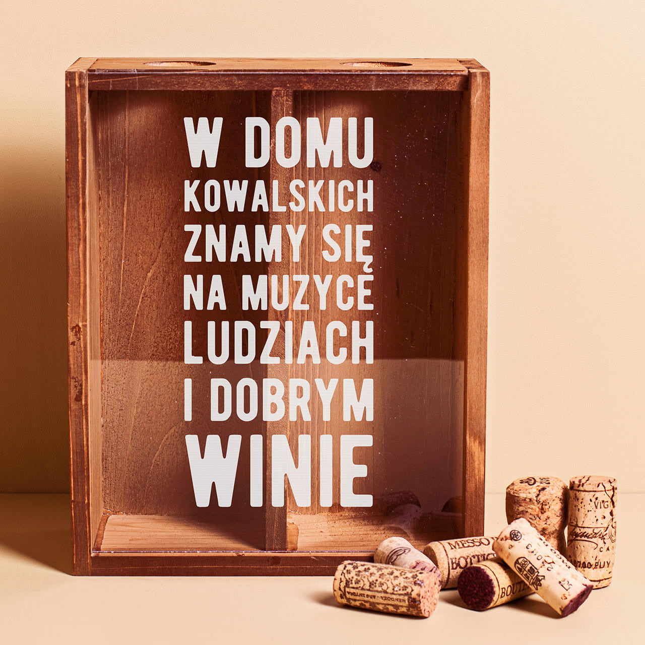 Pojemnik na korki od wina na parapetówkę prezent na parapetówkę prezent do nowego domu skrzynka na korki od wina