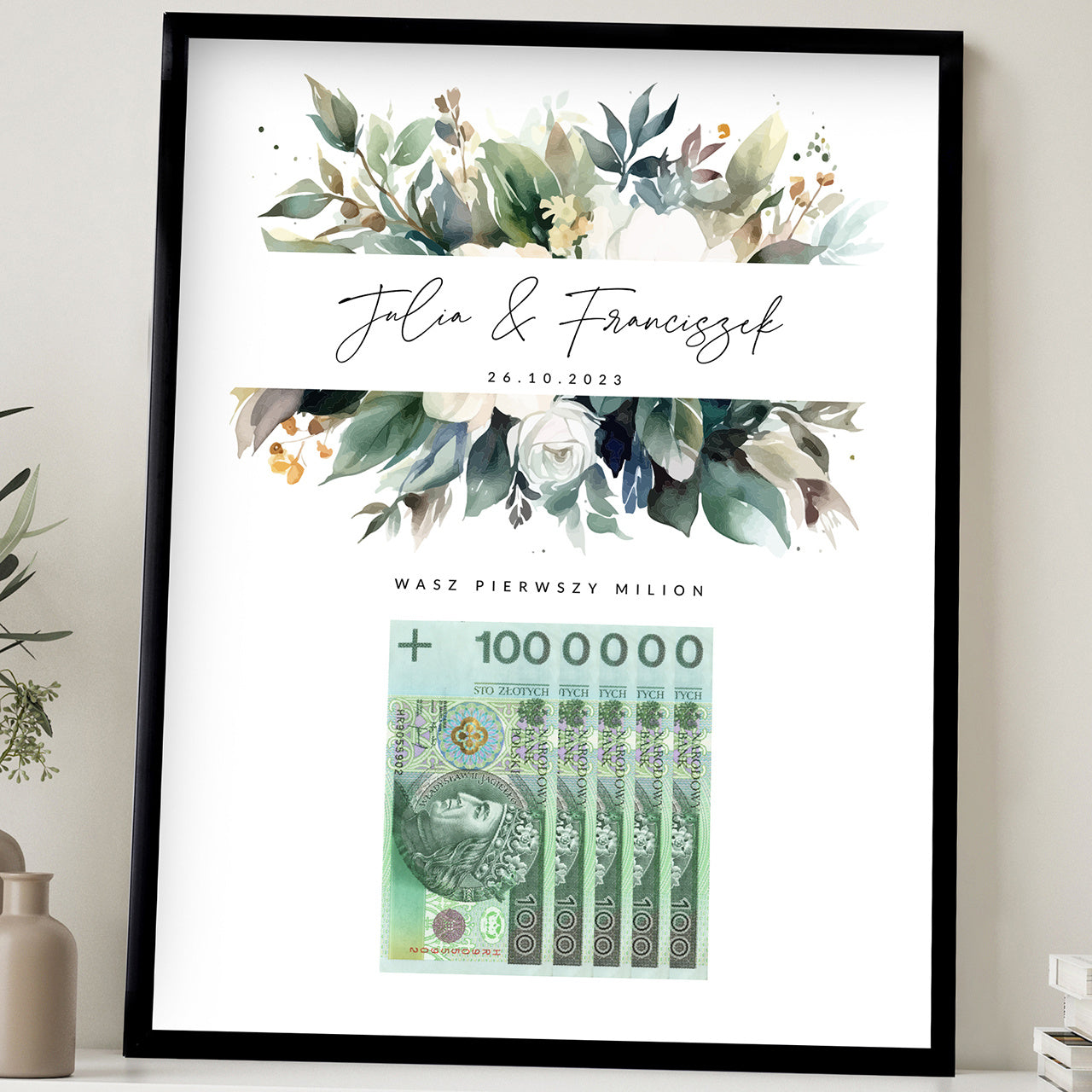 Personalizowany plakat - Pierwszy Milion - prezent ślubny dla Pary Młodej