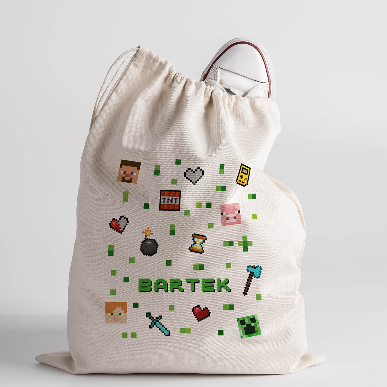 Personalizowany worek na kapcie w stylu Minecraft