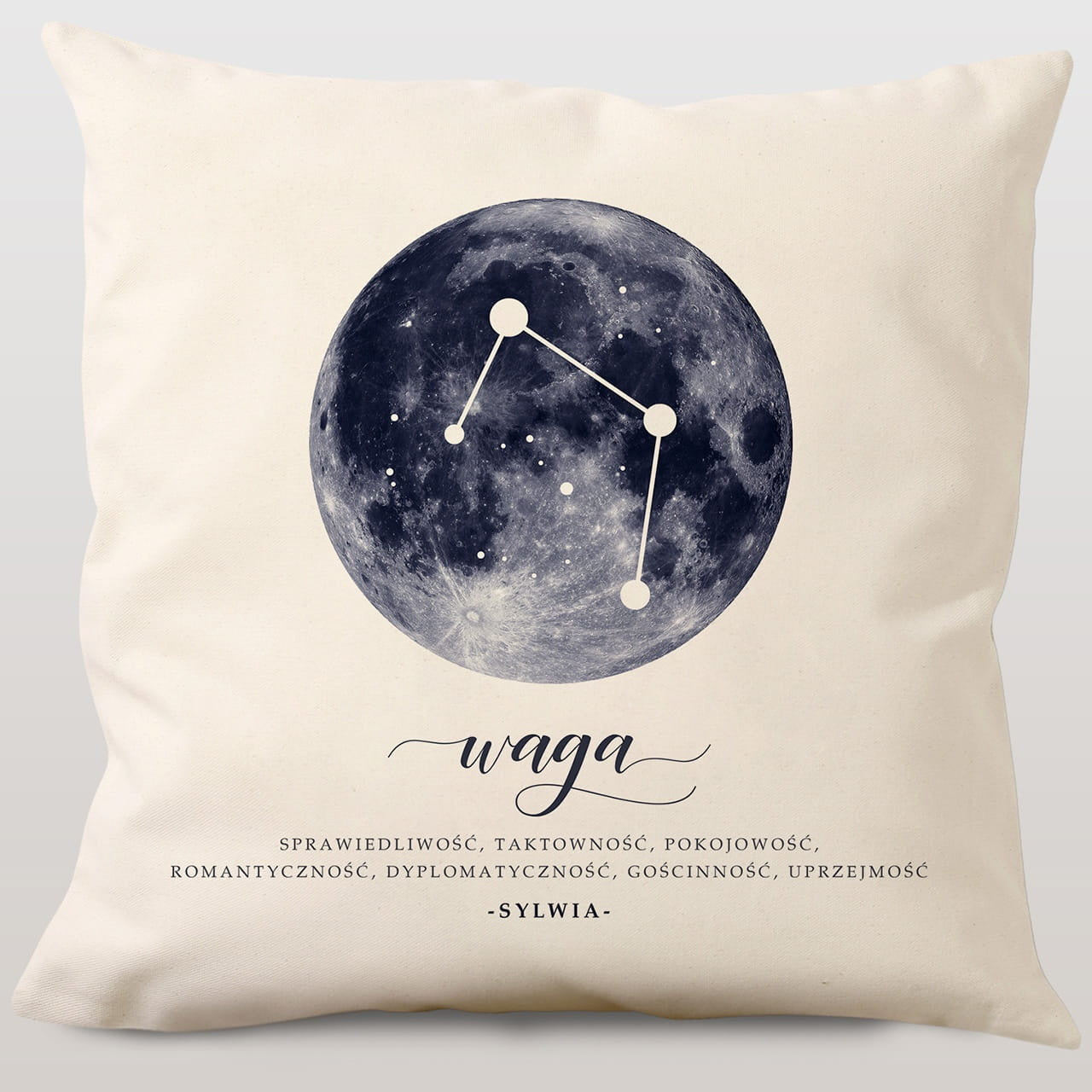 Poduszka ze znakiem zodiaku - waga, prezent dla wagi astrologiczny prezent poduszka z nadrukiem Waga