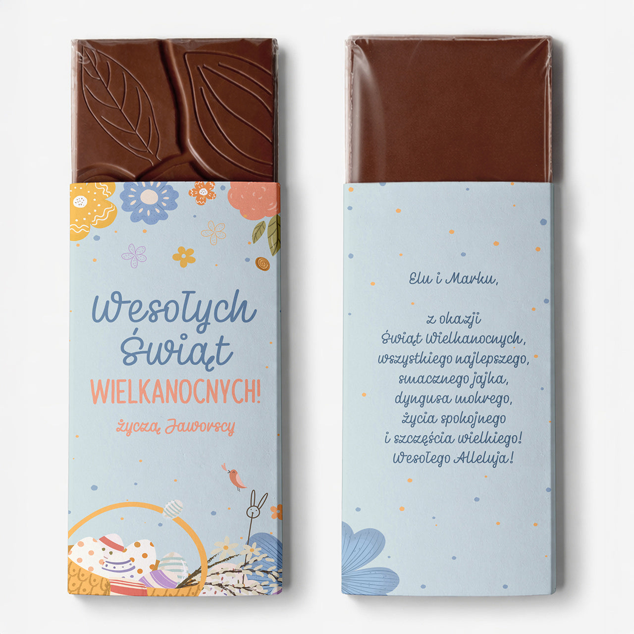  Personalizowana czekolada wielkanocna – słodki prezent na Wielkanoc, upominek świąteczny z napisem. 