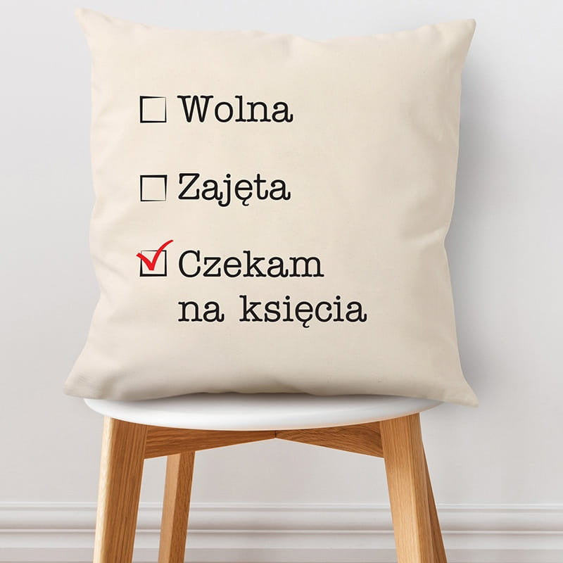 Śmieszna poduszka dla singielki - czekam na księcia poduszka na dzień kobiet prezent dla singielki