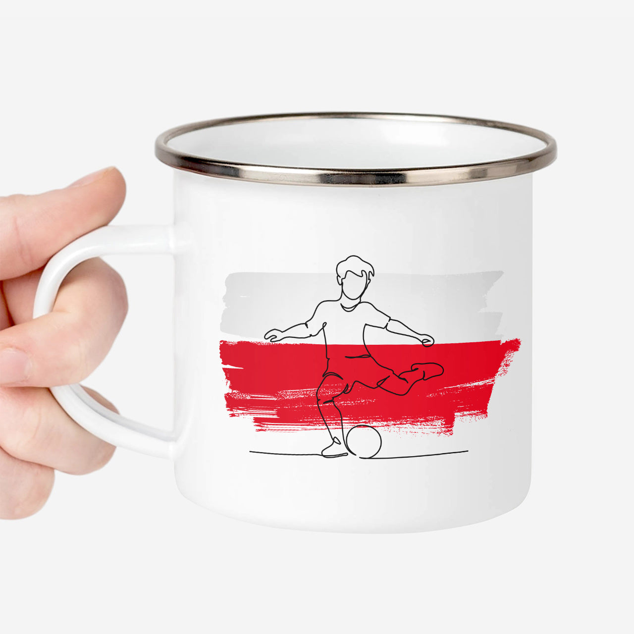 Kubek emaliowany dla kibica - prezent dla kibica piłki nożnej 