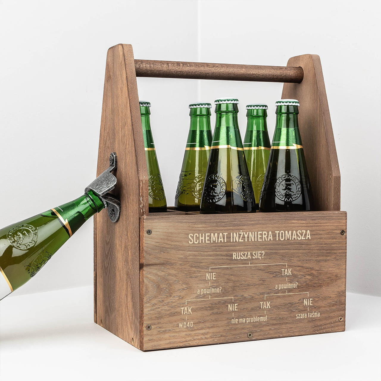 Nosidełko na piwo z grawerem - prezent dla inżyniera prezent dla mężczyzny nosidło do piwa gadżet dla inżyniera