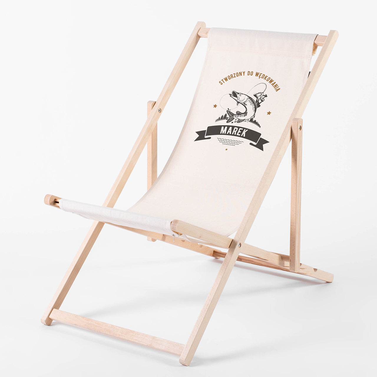 Leżak z nadrukiem - Stworzony do wędkowania - prezent dla wędkarza