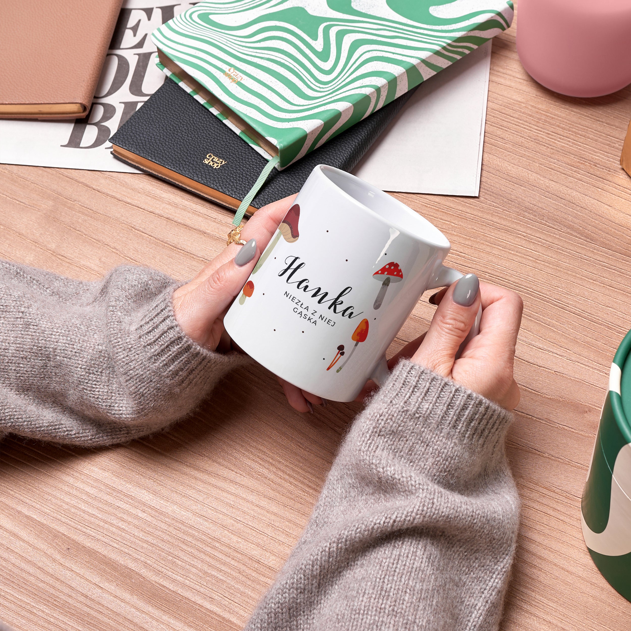 Imienny kubek na upominek dla grzybiarza
