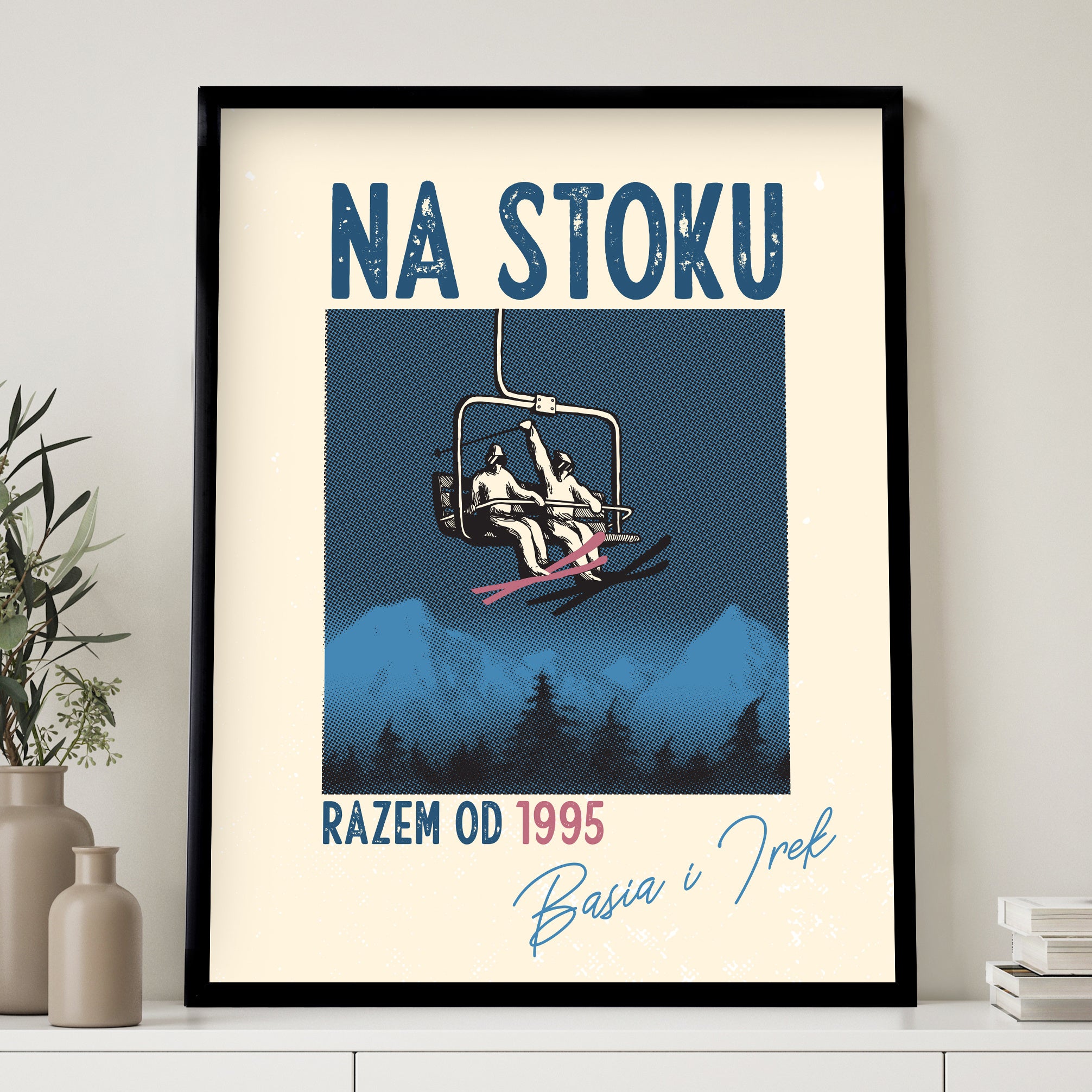 Plakat na rocznicę - prezent dla narciarzy plakat personalizowany dla narciarzy prezent dla chłopaka
