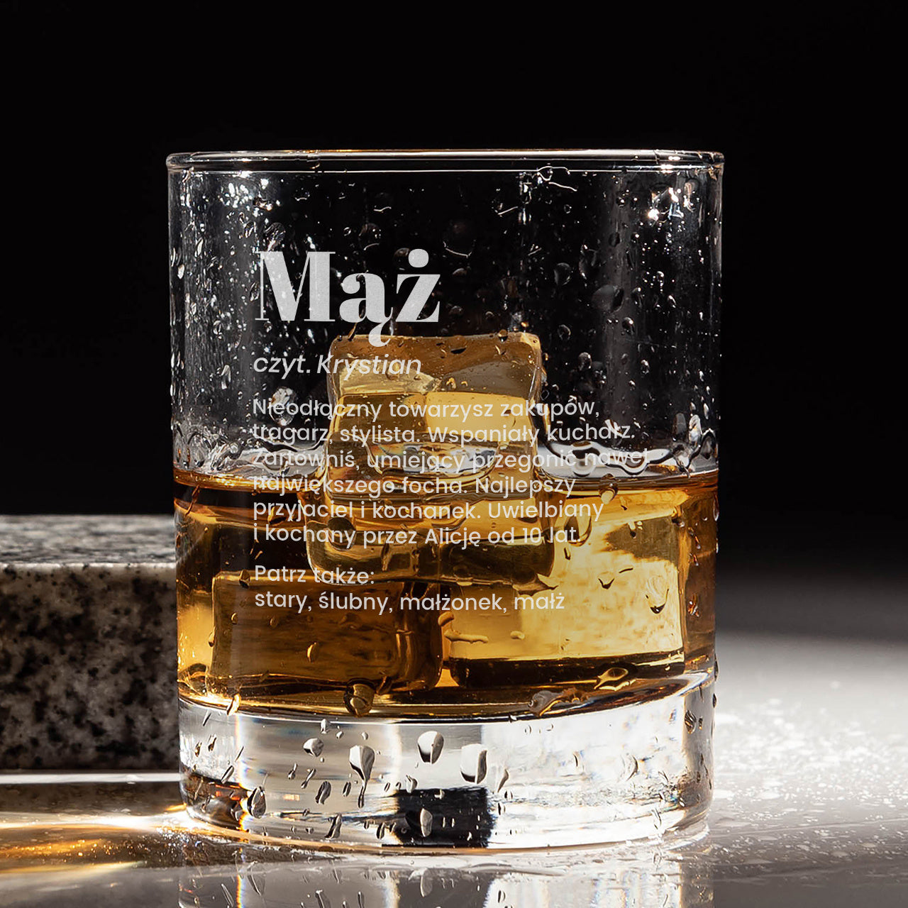 Grawerowana szklanka do whisky - prezent na rocznicę dla męża