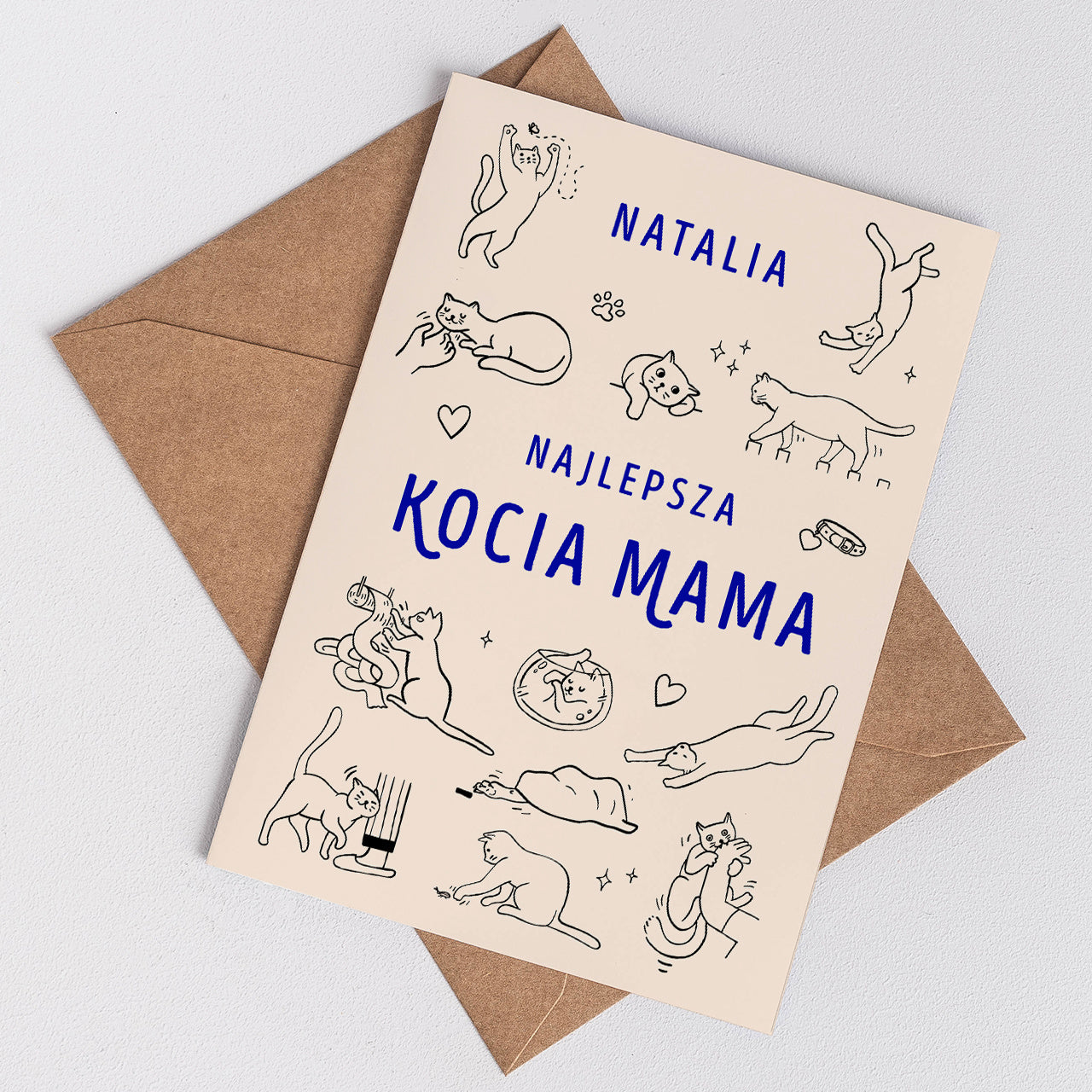 Kartka dla kociary - kocia mama pomysł na prezent dla kociary prezent dla kociej mamy prezent dla kociary