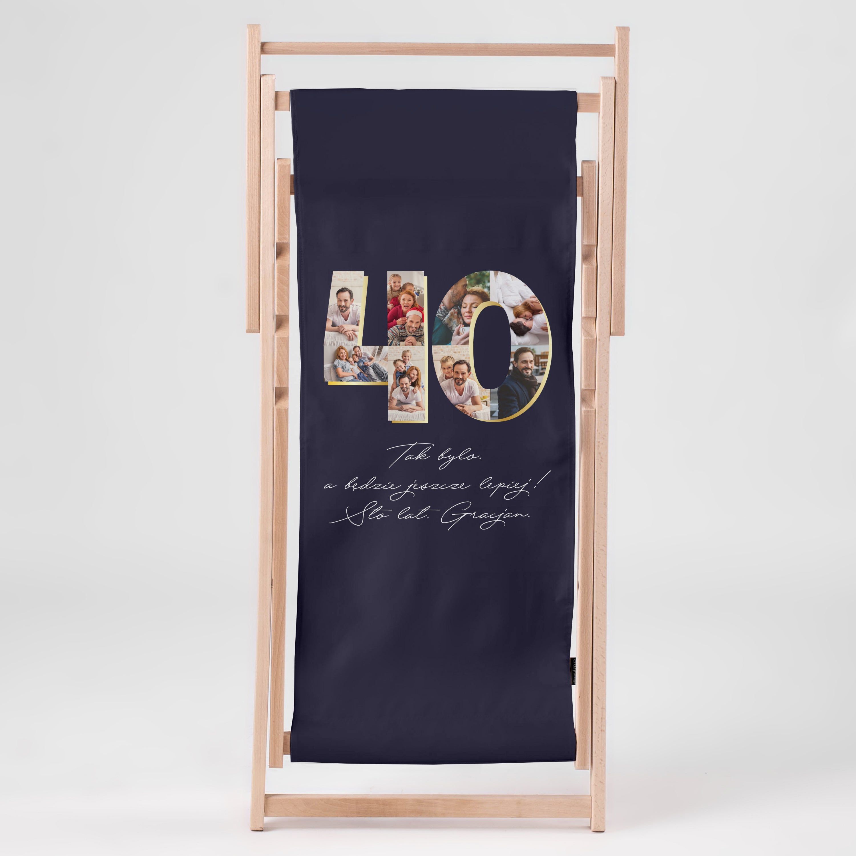 Personalizowany leżak ze zdjęciami na 40 urodziny