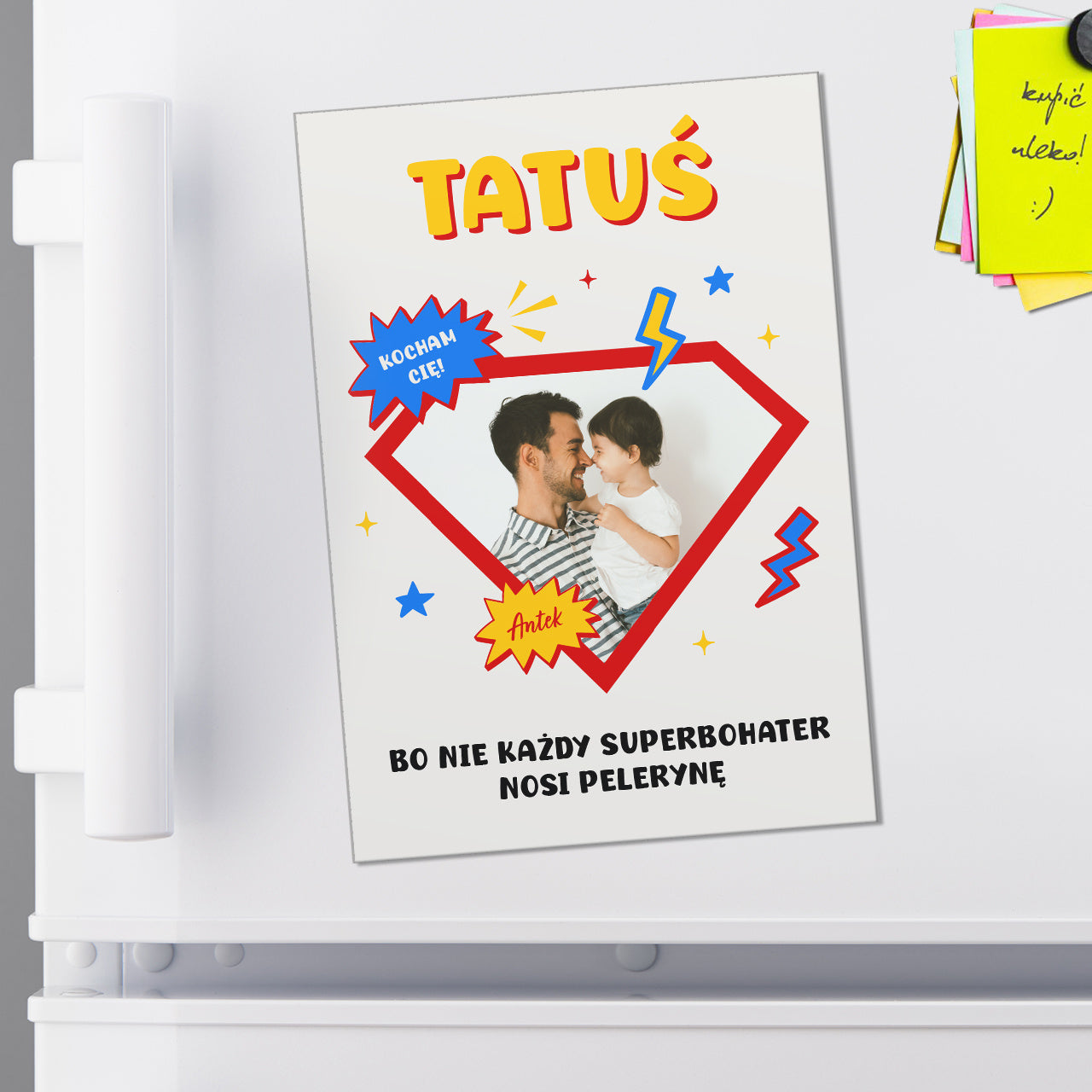 Magnes na Dzień Taty – superbohater magnes ze zdjęciem prezent dla Taty na Dzień Taty upominek dla Taty