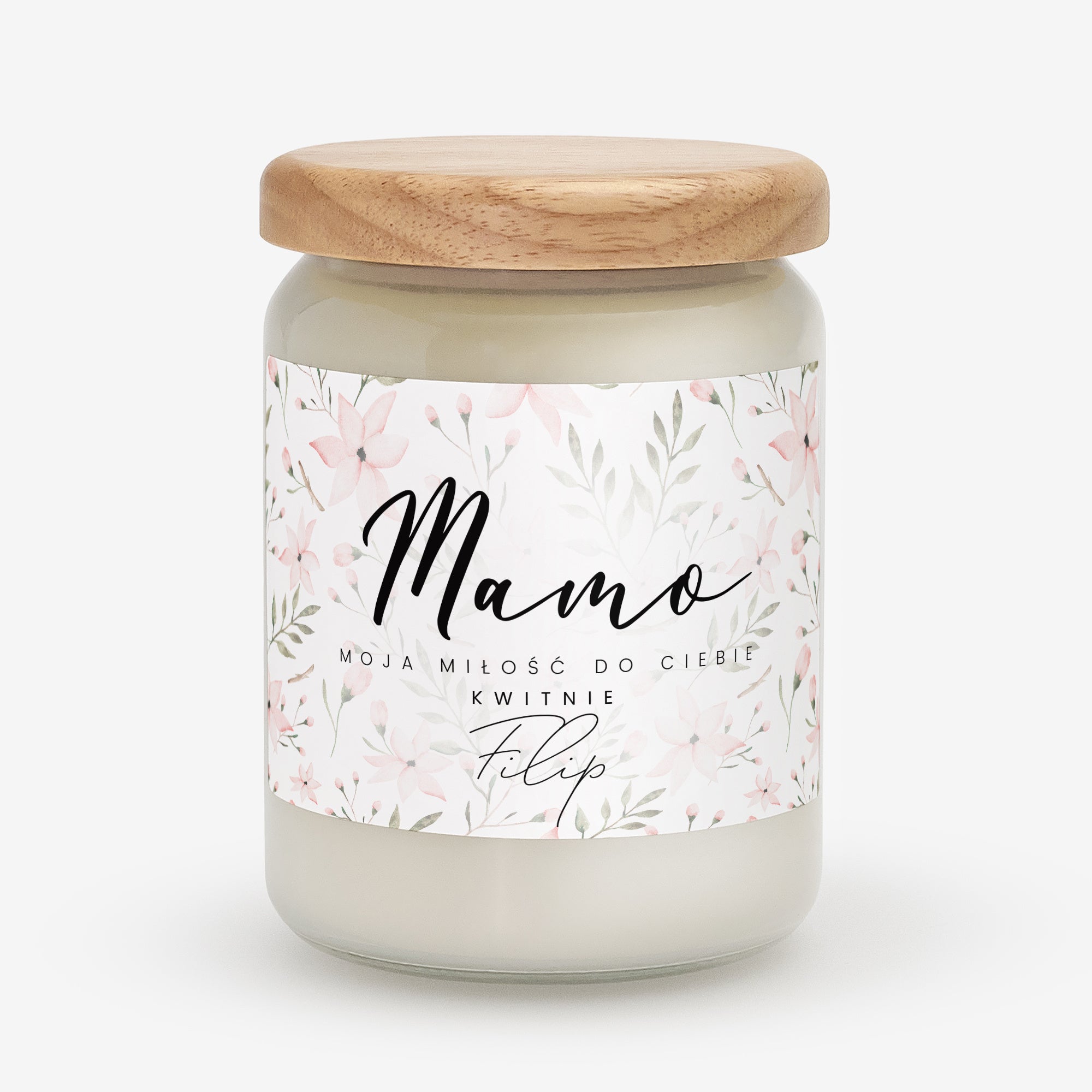 Personalizowana świeczka dla mamy - Moja miłość kwitnie