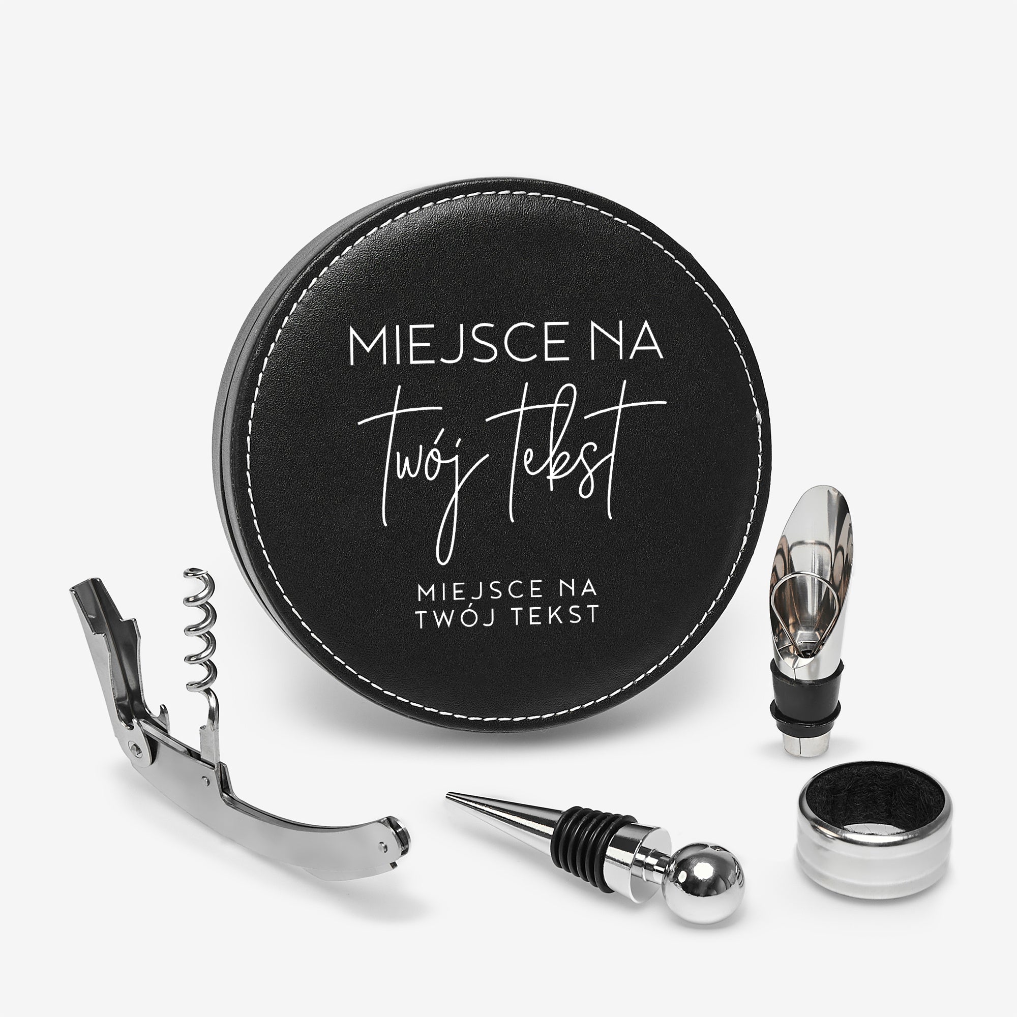 Personalizowany zestaw akcesoriów do wina - Twój tekst