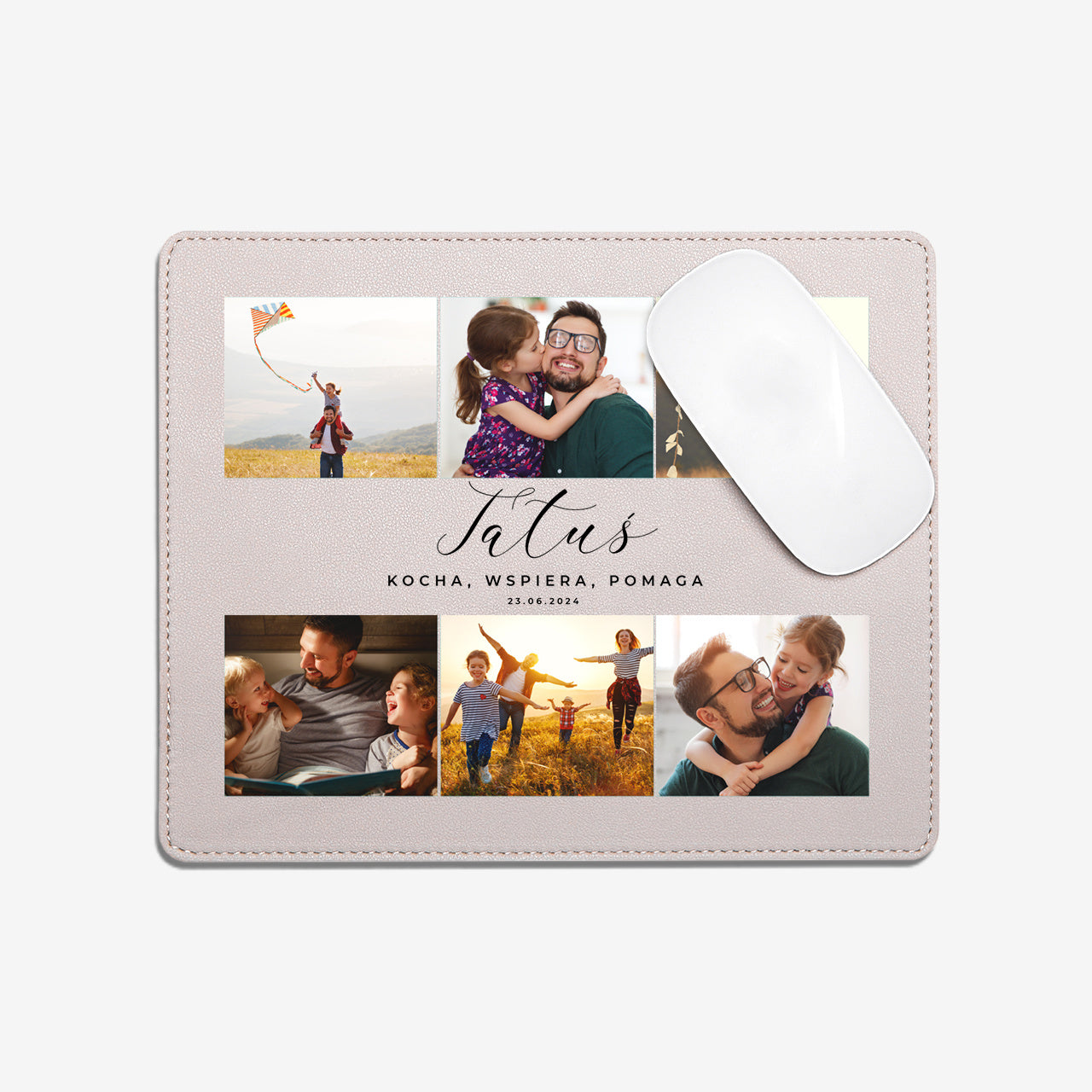 Personalizowana podkładka pod mysz beżowa - pożyteczny prezent dla taty