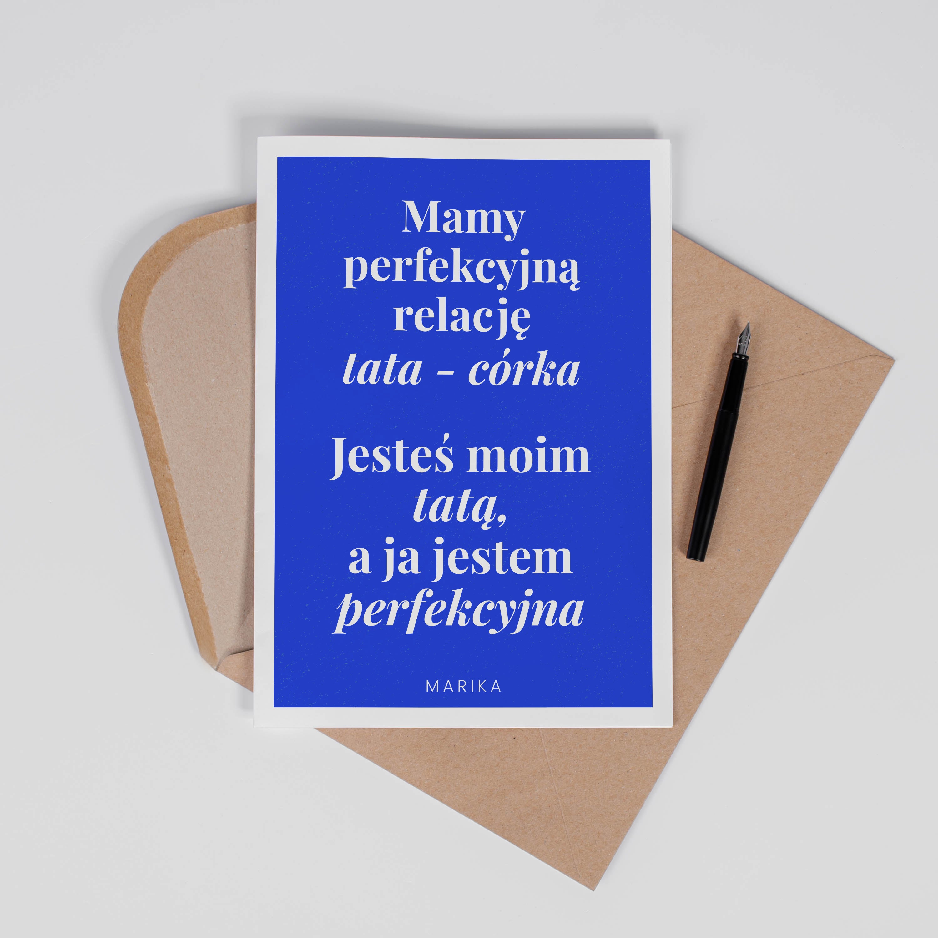 Kartka na Dzień Taty od córki – relacja upominek dla Taty prezent dla Taty na Dzień Taty kartka personalizowana