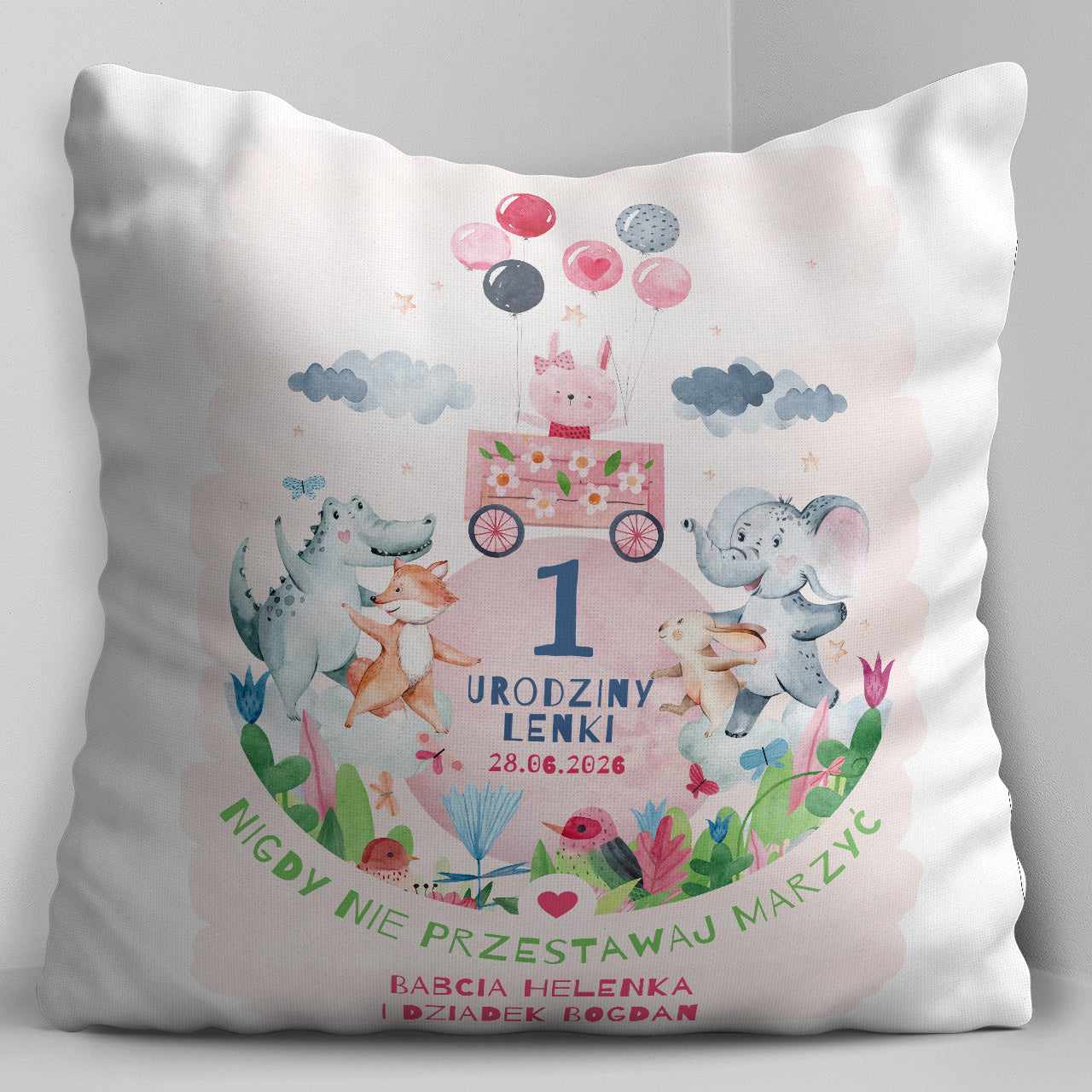 Personalizowana poduszka dla dziecka - prezent na roczek dla dziewczynki prezent dla dziecka 