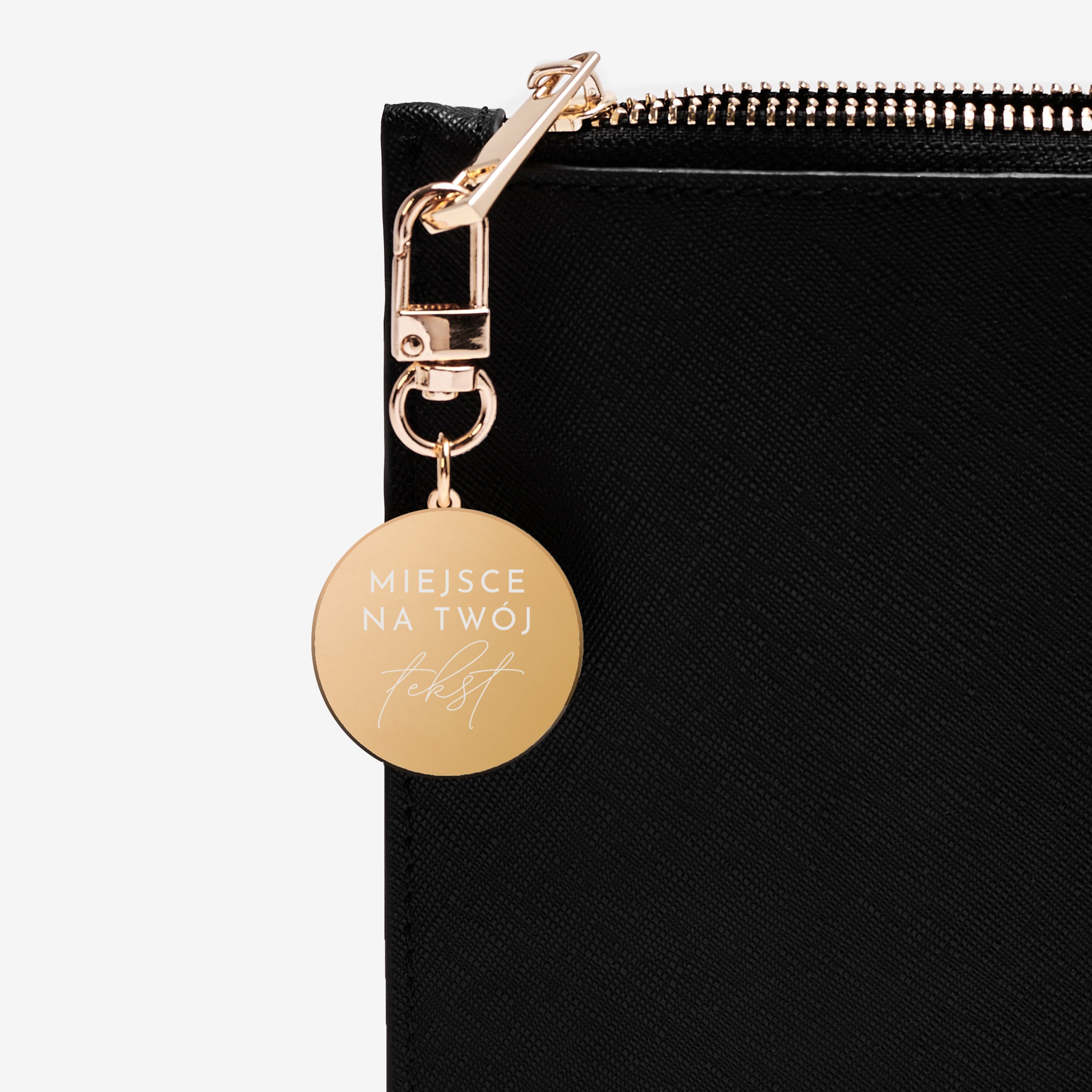 Kopertówka z personalizowaną zawieszką - Twój Tekst prezent dla kobiety elegancka kopertówka personalizowana