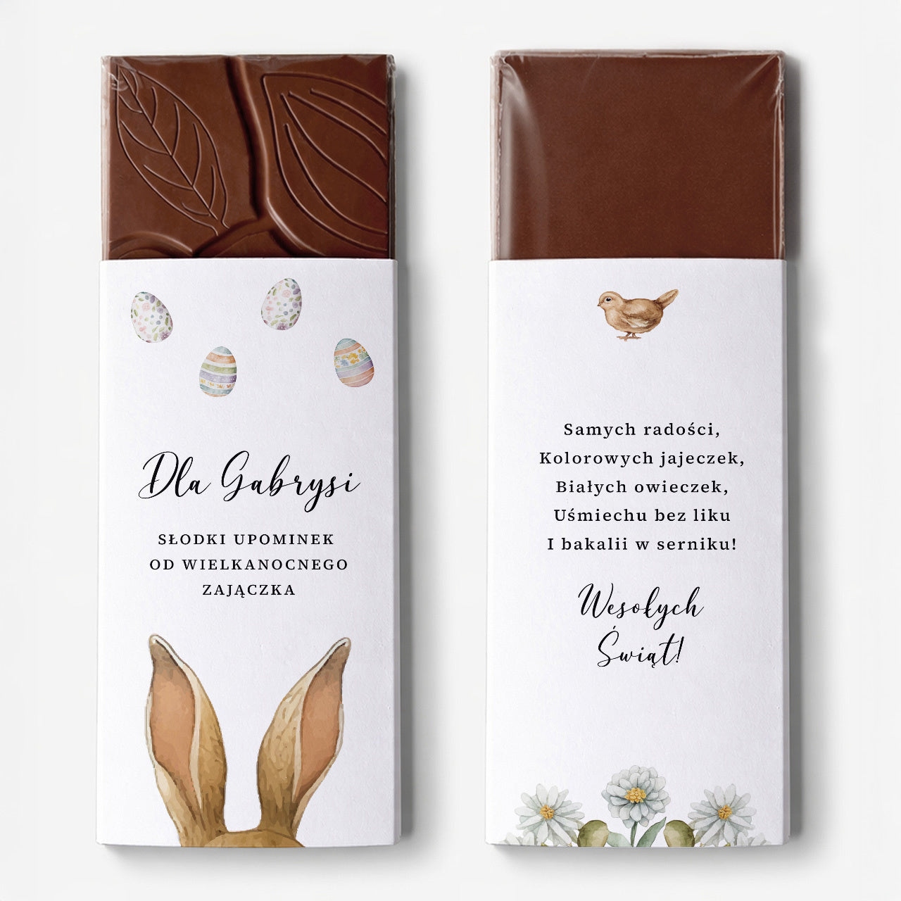 Personalizowana czekolada prezent na zająca czekolada personalizowana na Wielkanoc dla dzieci prezent na Wielkanoc
