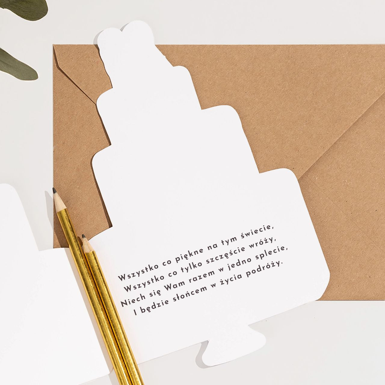 Kartka ślubna z życzeniami - tort weselny