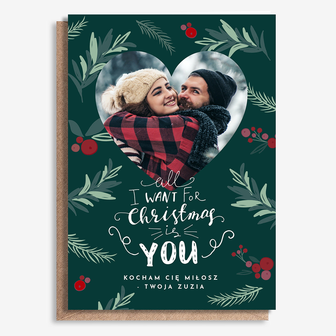 Kartka świąteczna ze zdjęciem dla ukochanego - All I want for christmas upominek świąteczny kartka na święta