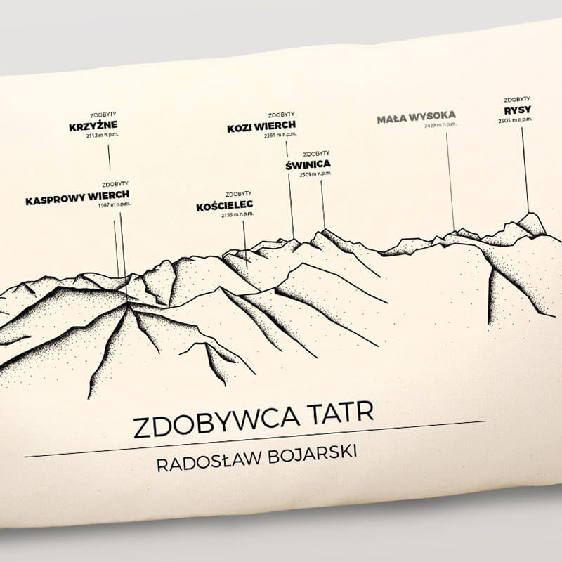 Poduszka z nadrukiem na prezent dla miłośnika gór – Tatry prezent dla fana gór prezent dla podróżnika 