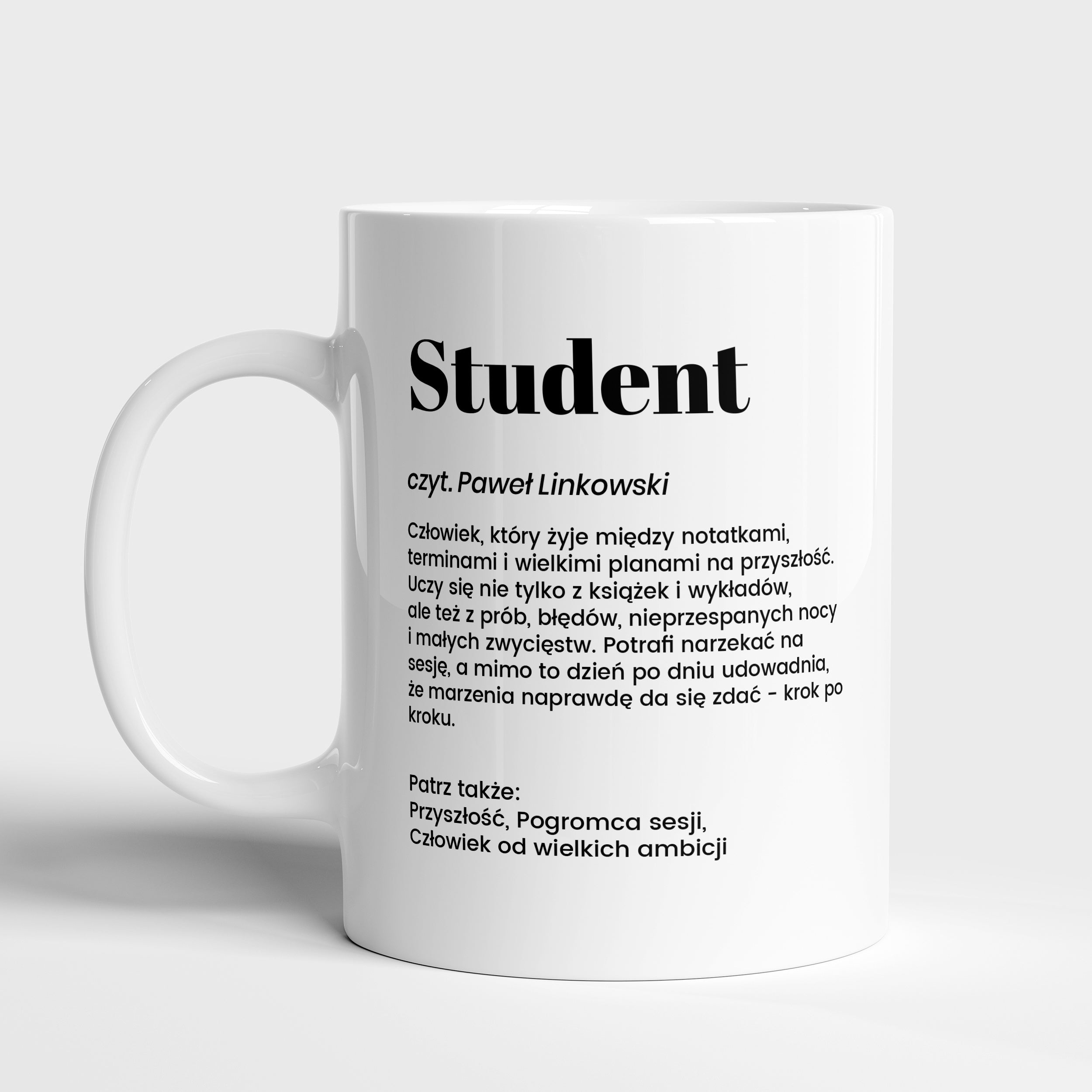 Kubek ceramiczny biały - personalizowany prezent dla studenta
