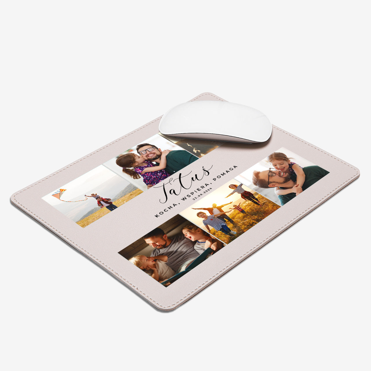 Personalizowana podkładka pod mysz beżowa - pożyteczny prezent dla taty