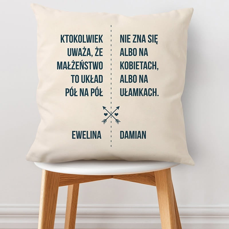 Poduszka na ślub cywilny prezent ślubny prezent dla pary młodej prezent na ślub cywilny personalizowana poduszka