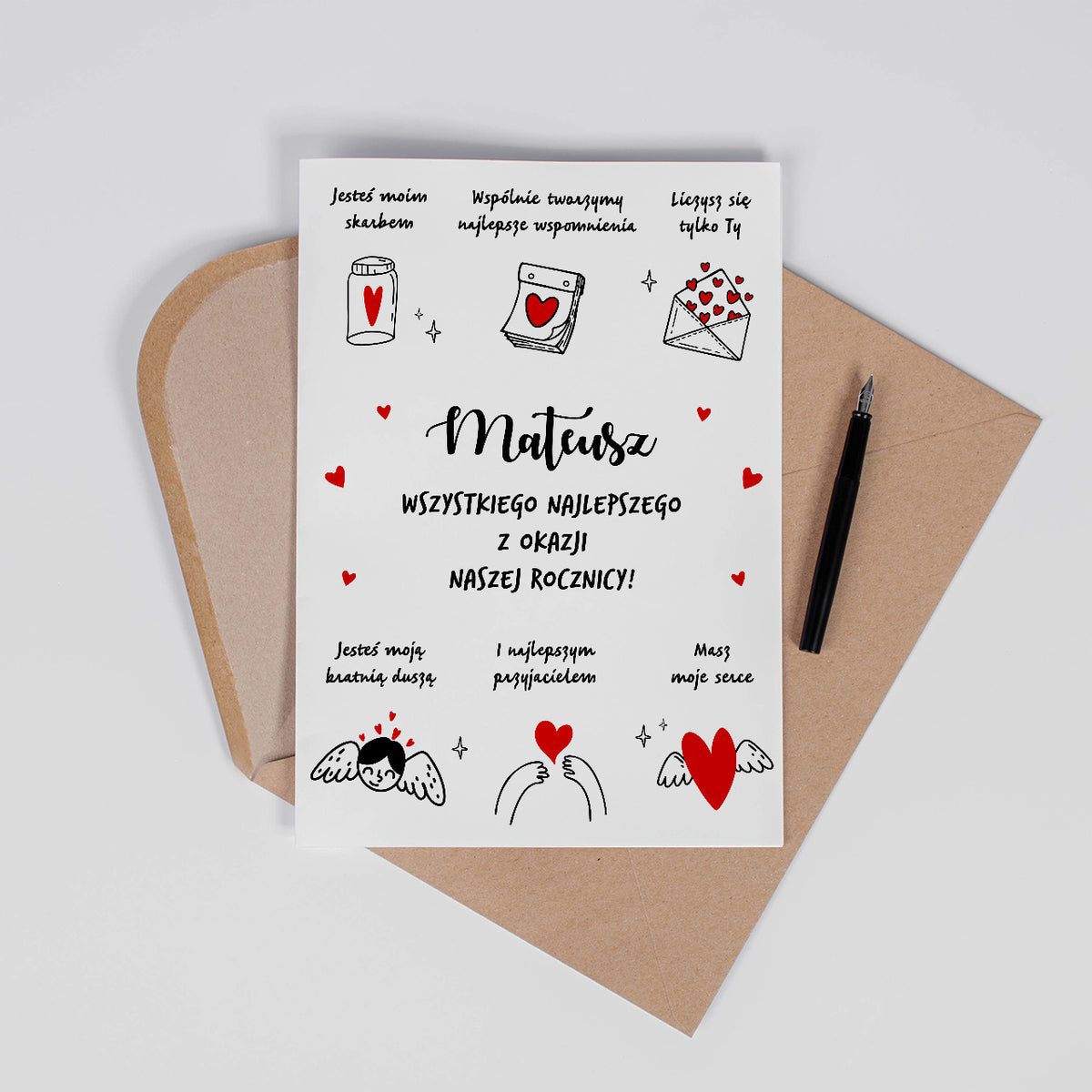 Duża kartka personalizowana dla męża - rocznica A4 kartka od żony upominek dla męża
