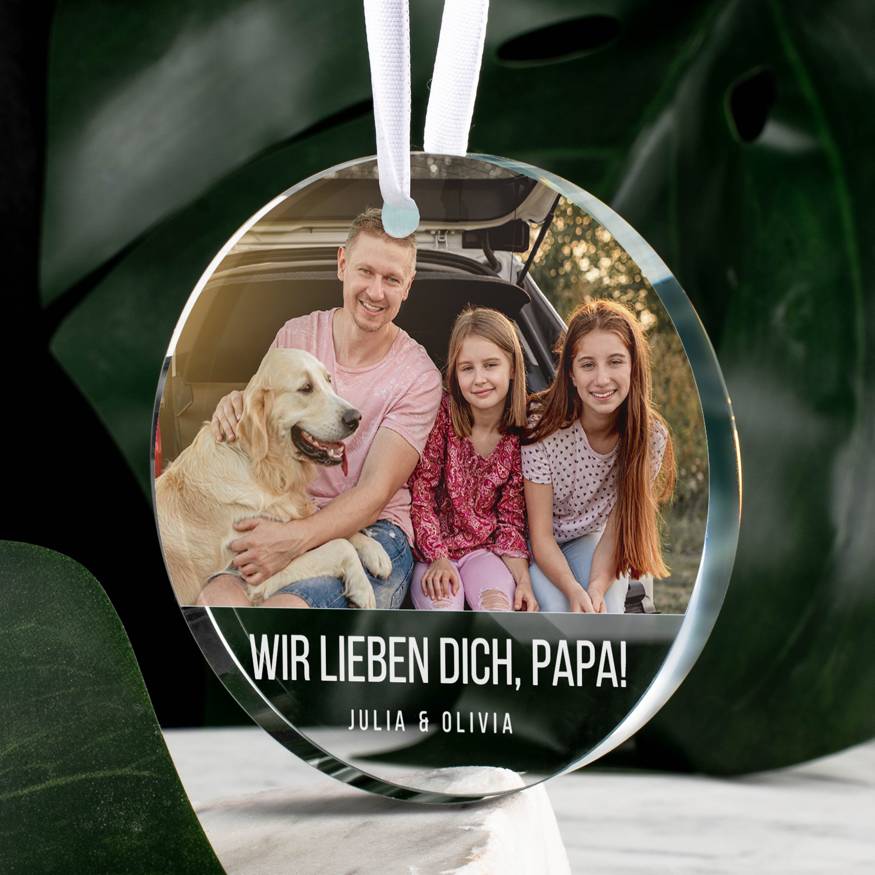 Glasanhänger mit Foto – Geschenk für Papa