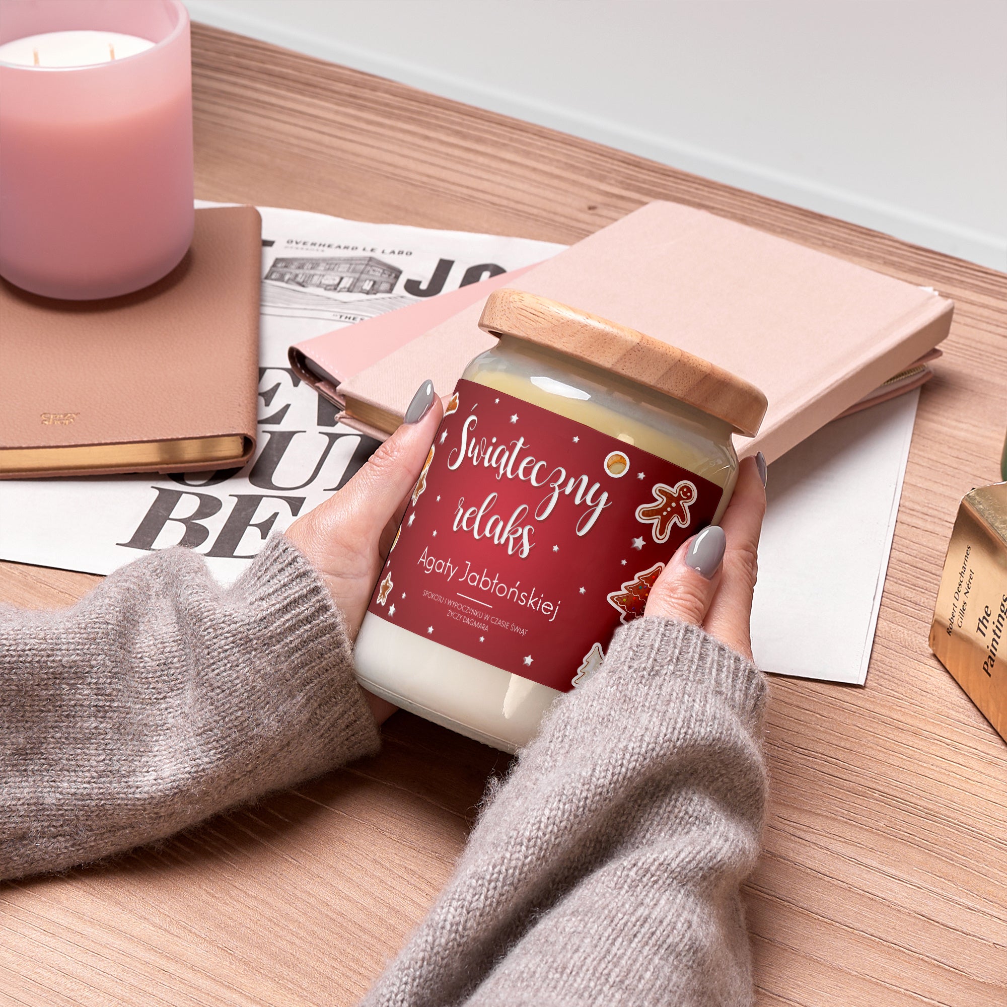 Personalizowana świeca na Święta - prezent świąteczny świeca zapachowa na święta