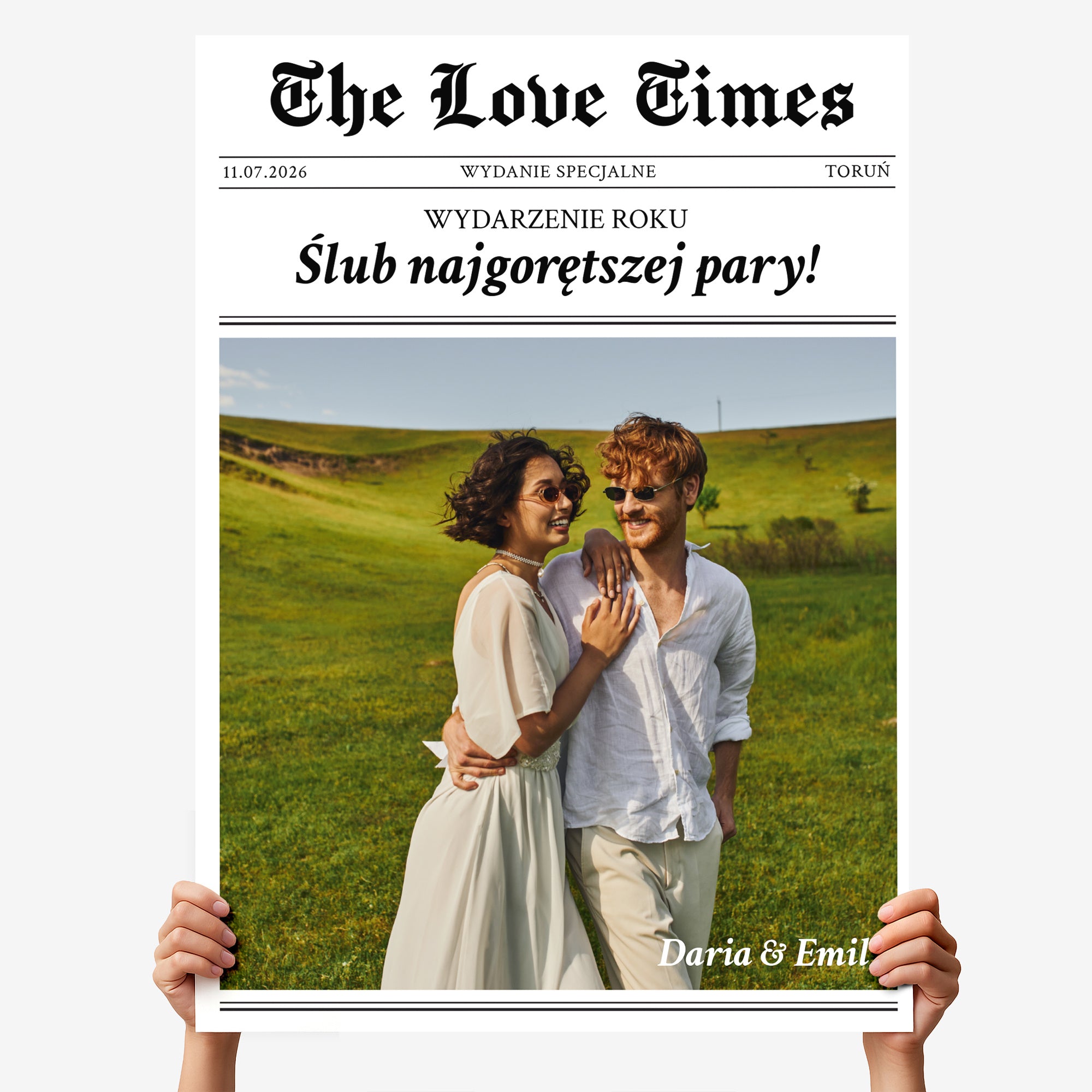 Kartka a4 ze zdjęciem na ślub - the love times