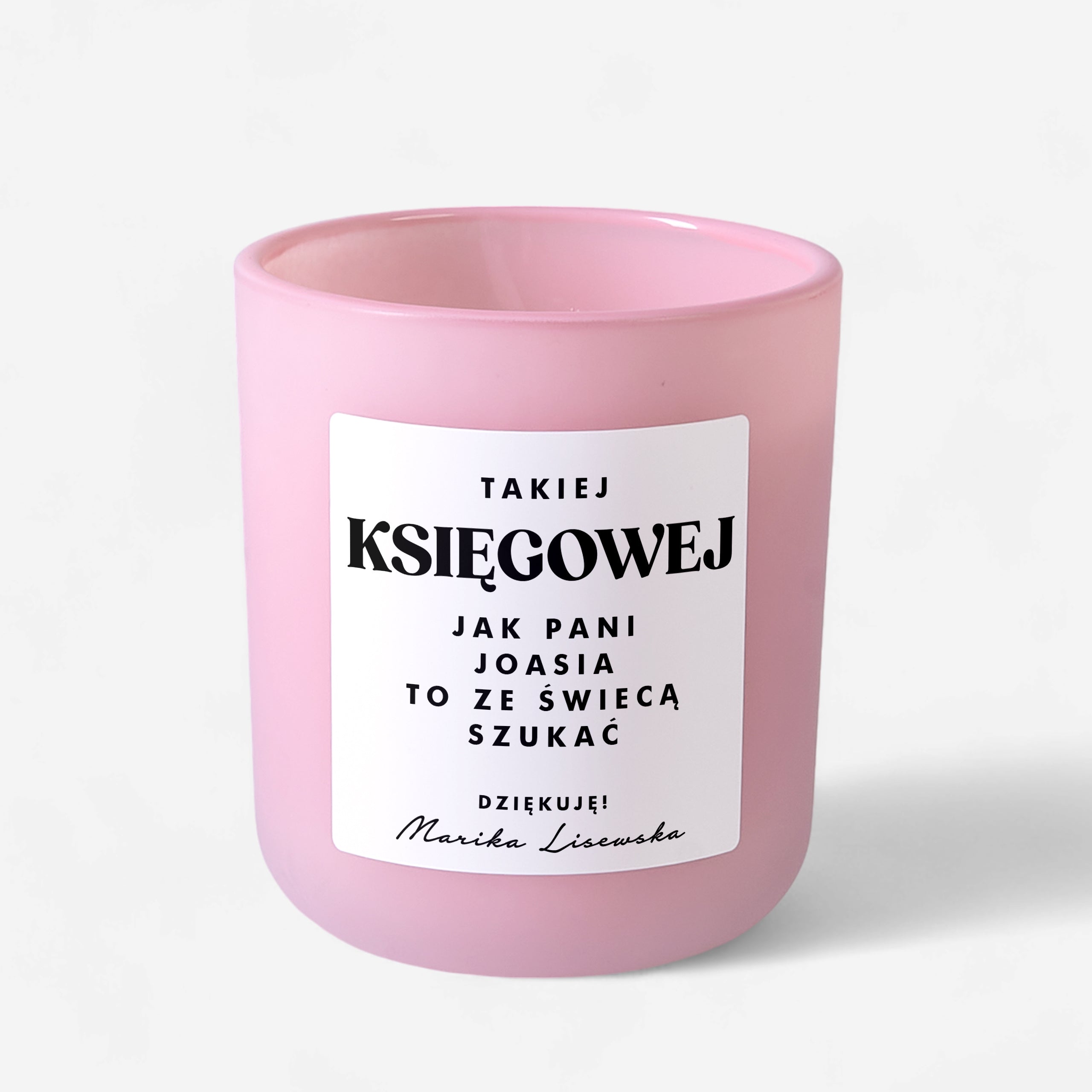 Personalizowana świeca sojowa na prezent dla księgowej - Ze świecą szukać