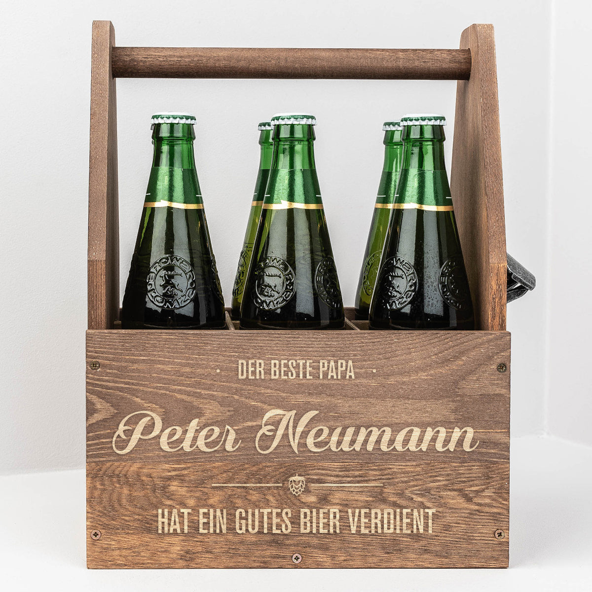 Gravierter Bierträger DER BESTE PAPA Geschenk für Papa