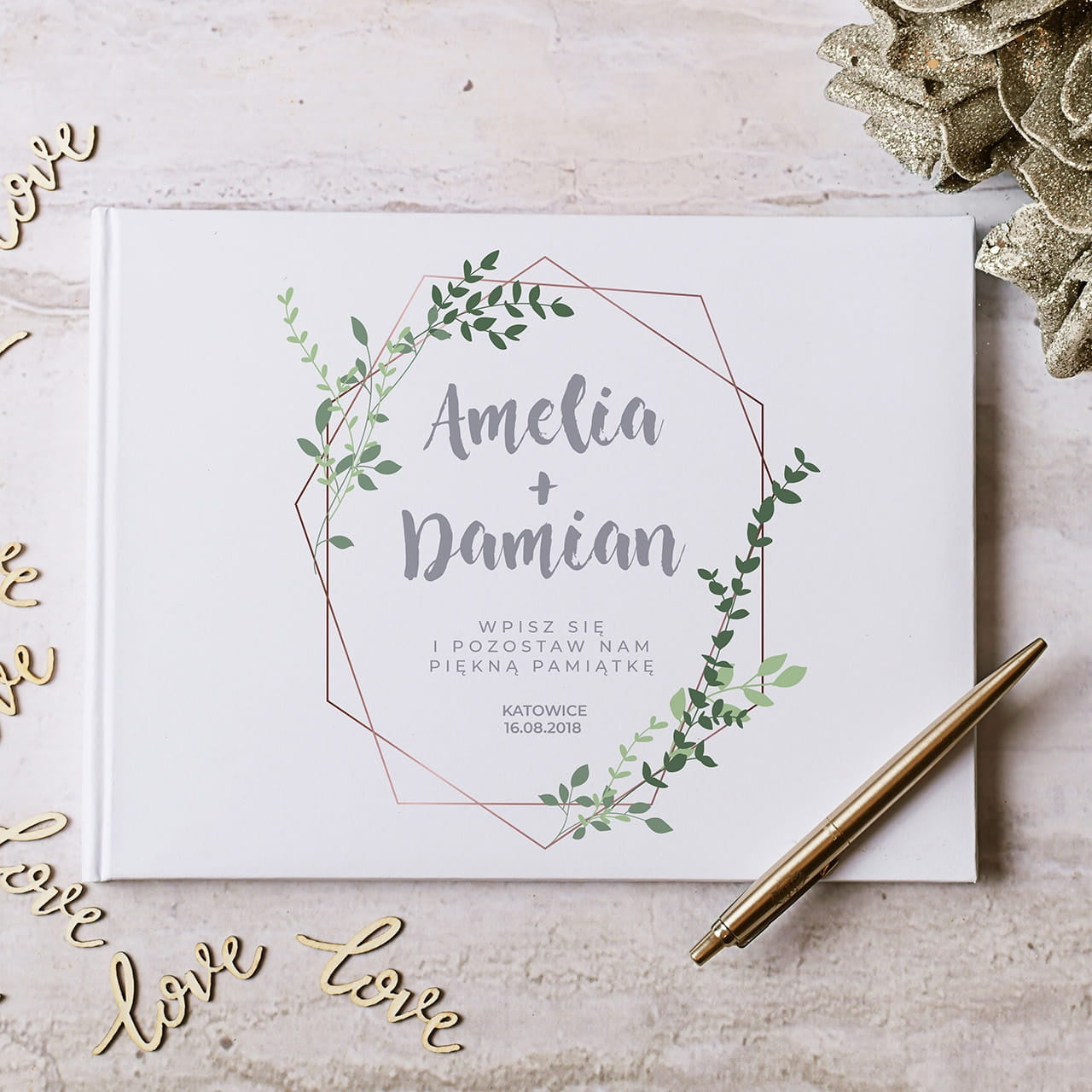 Personalizowana księga gości na prezent Ślubny księga gości weselna księga gości boho prezent dla pary młodej