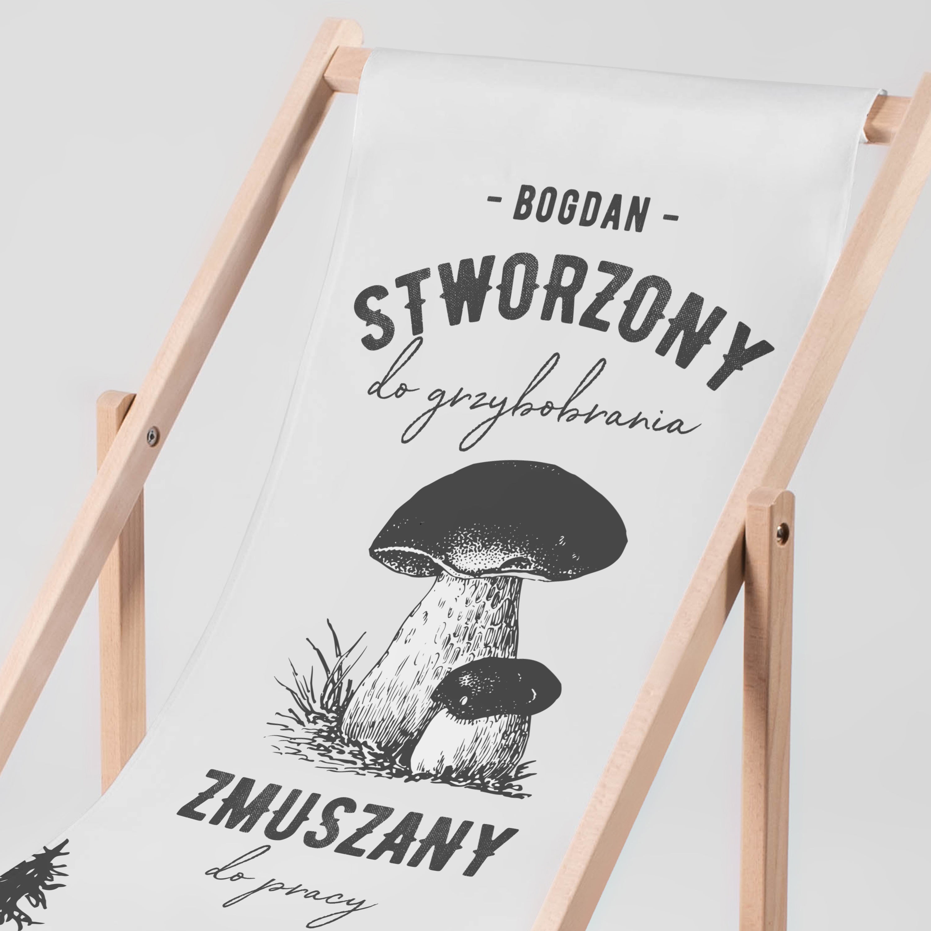 Personalizowany leżak dla grzybiarza leżak ogrodowy prezent dla grzybiarza leżak personalizowany