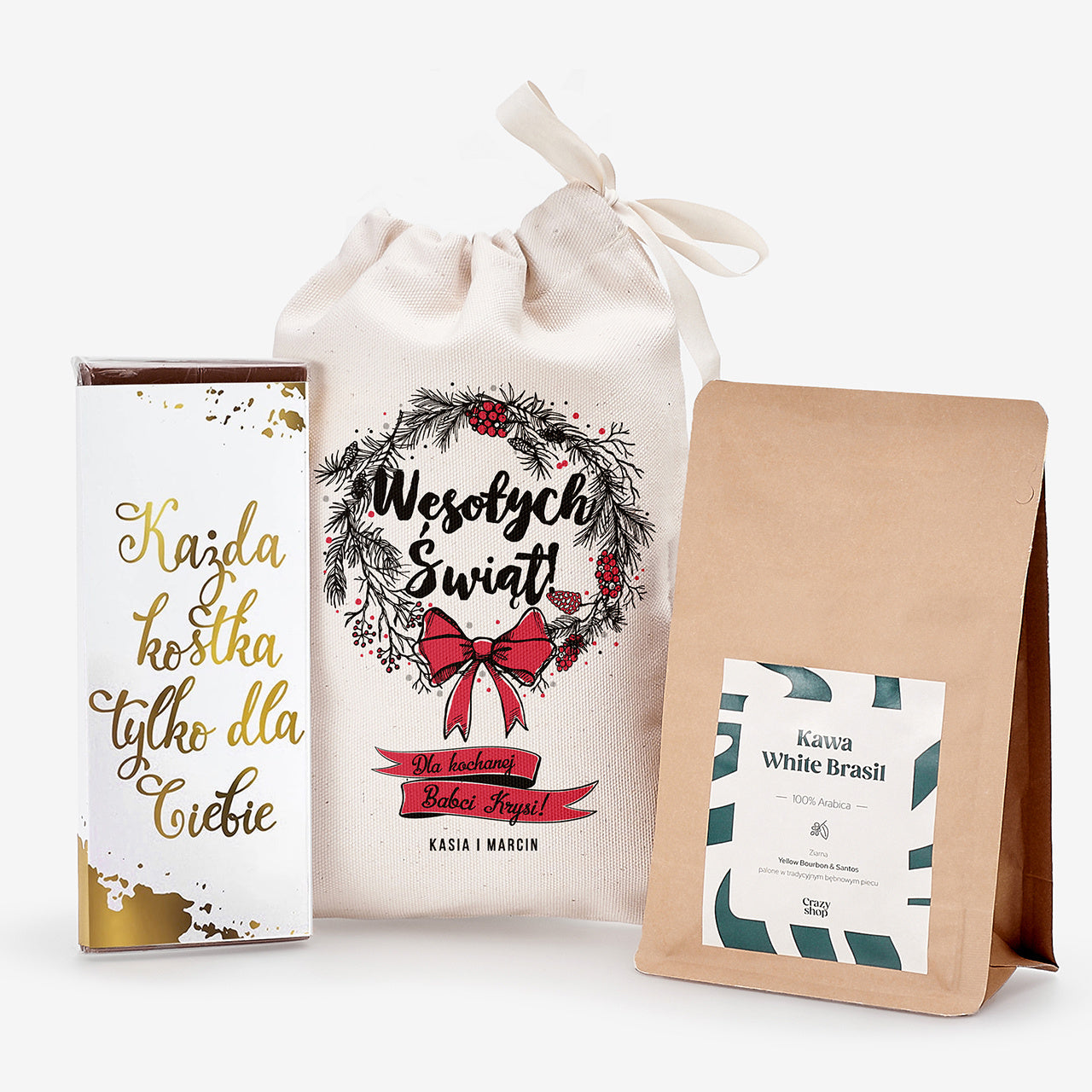 Kawa i czekolada na prezent - upominek świąteczny świąteczny zestaw prezentowy upominek na święta