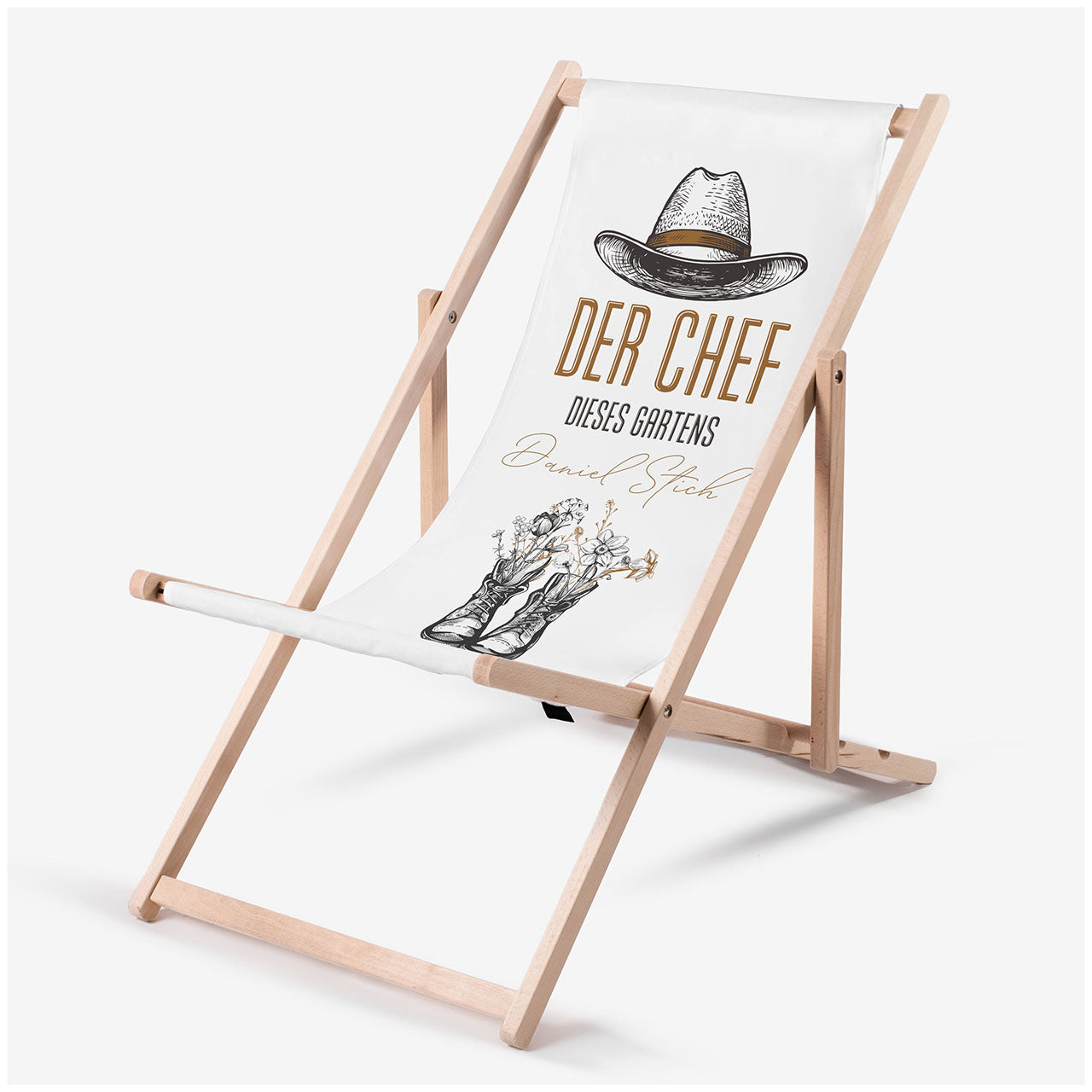 Gartenliegestuhl - DER CHEF IM GARTEN - Geburtstagsgeschenk für einen Gärtner