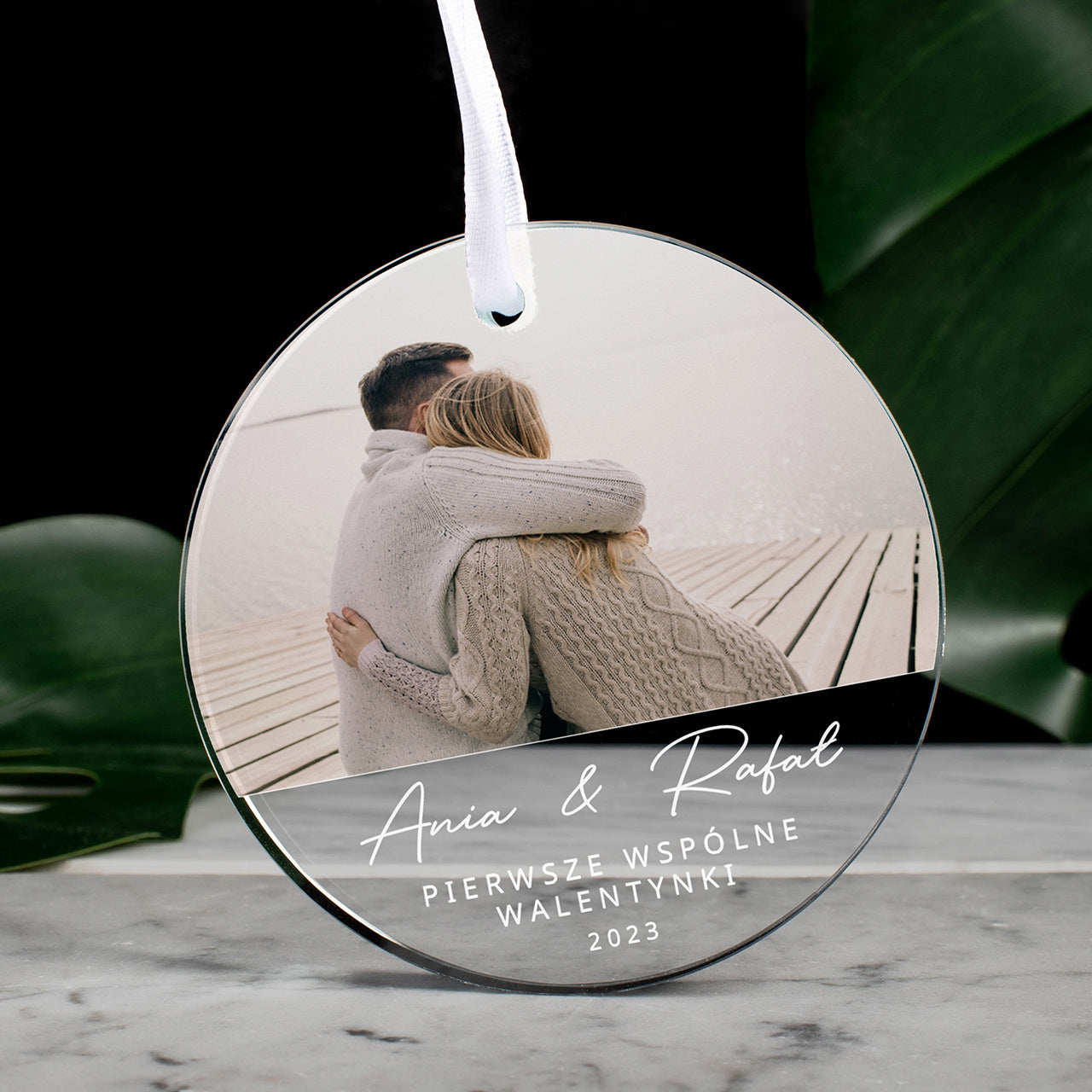 Zawieszka szklana na walentynki ze zdjęciem prezent na walentynki prezent dla pary prezent walentynkowy