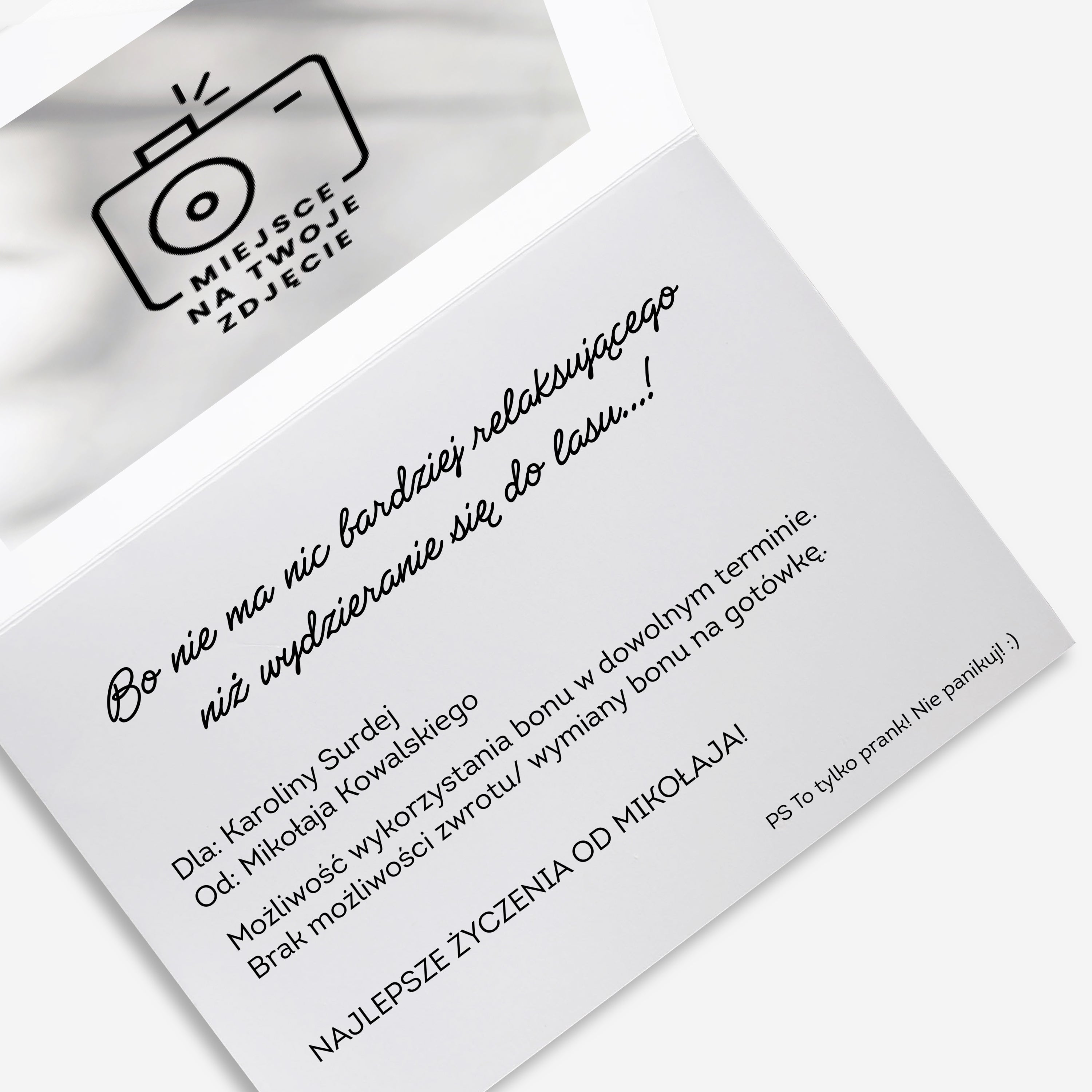 Śmieszna kartka na prezent - bon podarunkowy kartka personalizowana na prezent